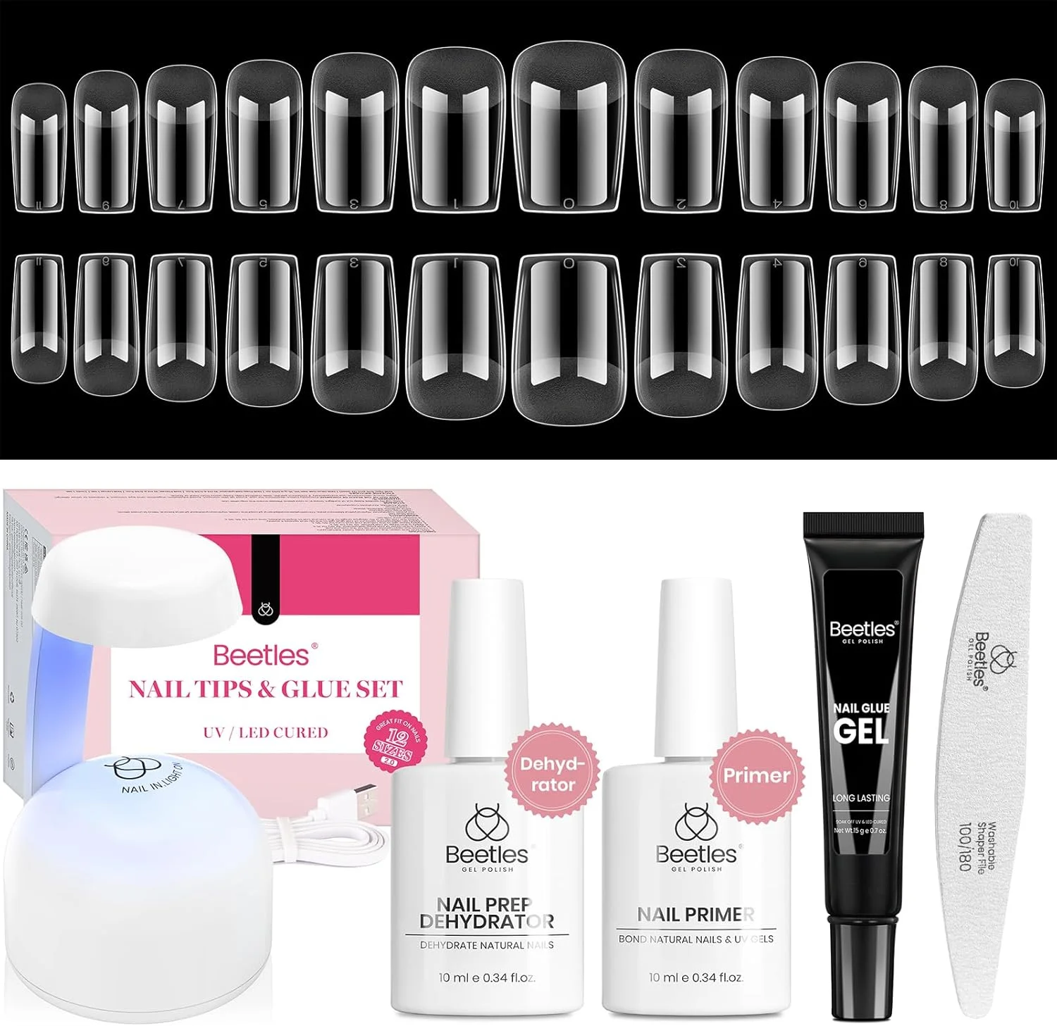 ست کامل لاک ژل و کاشت ناخن بیلز، مدل ناخن مربعی کوتاه، شامل پرایمر و دهیدراتور، 576 تکه، تیپ های نیمه مات، چسب جامد، مینی لامپ، اکریلیک، ست اکستنشن DIY، هدیه ست کامل لاک ژل و کاشت ناخن بیلز، مدل ناخن مربعی کوتاه، شامل پرایمر و دهیدراتور، 576 تکه، تیپ های نیمه مات، چسب جامد، مینی لامپ، اکریلیک، ست اکستنشن DIY، هدیه