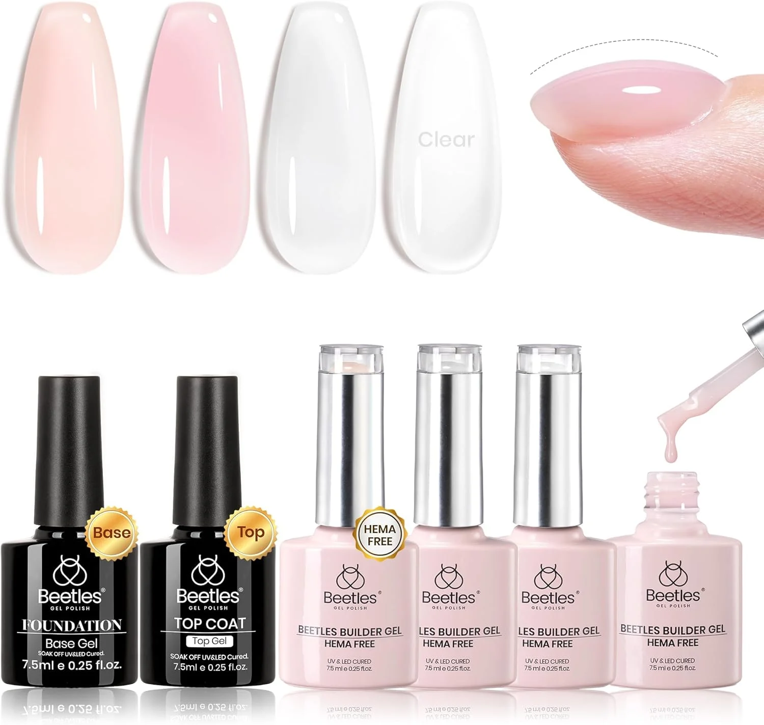 کیت لاک ژل ناخن Beetles، ۴ رنگ، ۷ در ۱، با پوشش و بیس برای ضخیم کردن رنگ های برهنه، صورتی، ژلاتینی، سفید، شفاف، اکستنشن ناخن، ست هدیه زیبایی کیت لاک ژل ناخن Beetles، ۴ رنگ، ۷ در ۱، با پوشش و بیس برای ضخیم کردن رنگ های برهنه، صورتی، ژلاتینی، سفید، شفاف، اکستنشن ناخن، ست هدیه زیبایی
