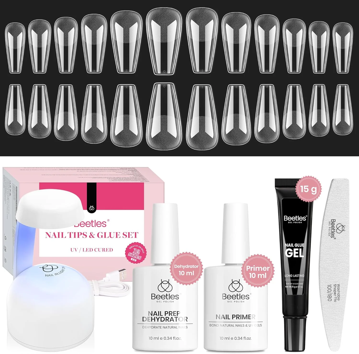 ست لاک ژل ناخن بیتلز، تابوت متوسط با پرایمر و دهیدراتور، 576 تکه، نیمه براق، چسب جامد، مینی لامپ، اکریلیک، ست اکستنشن DIY، هدیه برای... ست لاک ژل ناخن بیتلز، تابوت متوسط با پرایمر و دهیدراتور، 576 تکه، نیمه براق، چسب جامد، مینی لامپ، اکریلیک، ست اکستنشن DIY، هدیه برای...