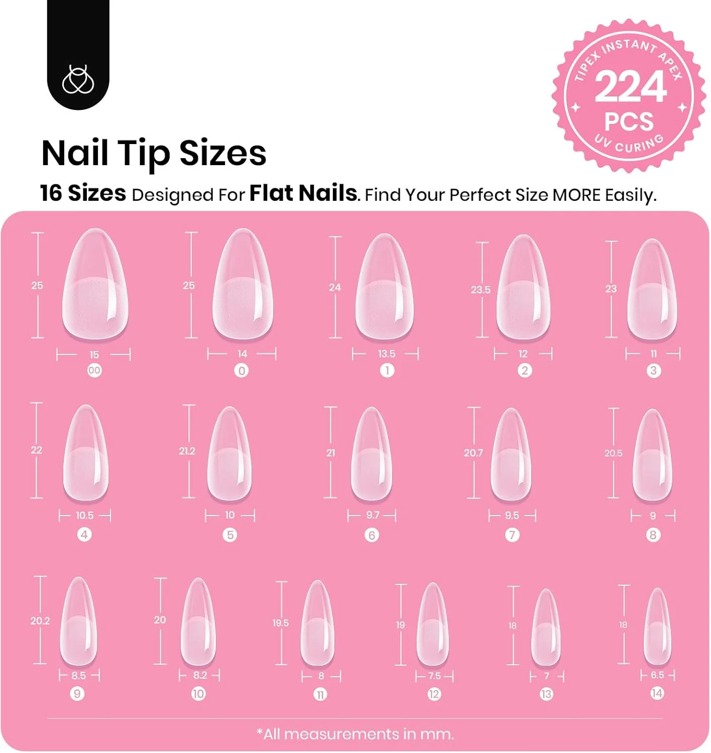 کیت ناخن ژلی Beetles Tipex، بادامی متوسط، ۲۲۴ عددی، ۱۶ سایز، از پیش ساخته شده، از پیش حکاکی شده با چسب ناخن Tipex، لامپ کوچک اکریلیک ضخیم کیت ناخن ژلی Beetles Tipex، بادامی متوسط، ۲۲۴ عددی، ۱۶ سایز، از پیش ساخته شده، از پیش حکاکی شده با چسب ناخن Tipex، لامپ کوچک اکریلیک ضخیم
