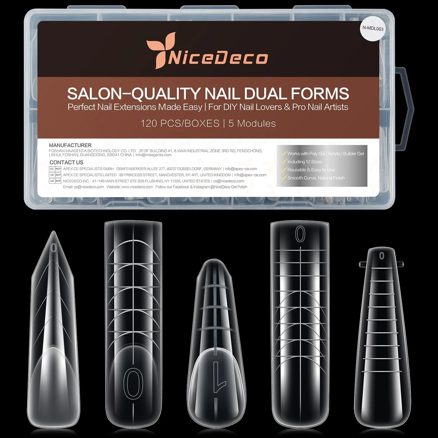 ست قالب ناخن دوگانه 120 عددی Nicedeco – ست اکستنشن ناخن پلی ژل 5 شکل برای مانیکور، سالن و DIY، شامل قالب های ژل ناخن و ابزار طراحی هنری - کیت 3 ست قالب ناخن دوگانه 120 عددی Nicedeco – ست اکستنشن ناخن پلی ژل 5 شکل برای مانیکور، سالن و DIY، شامل قالب های ژل ناخن و ابزار طراحی هنری - کیت 3