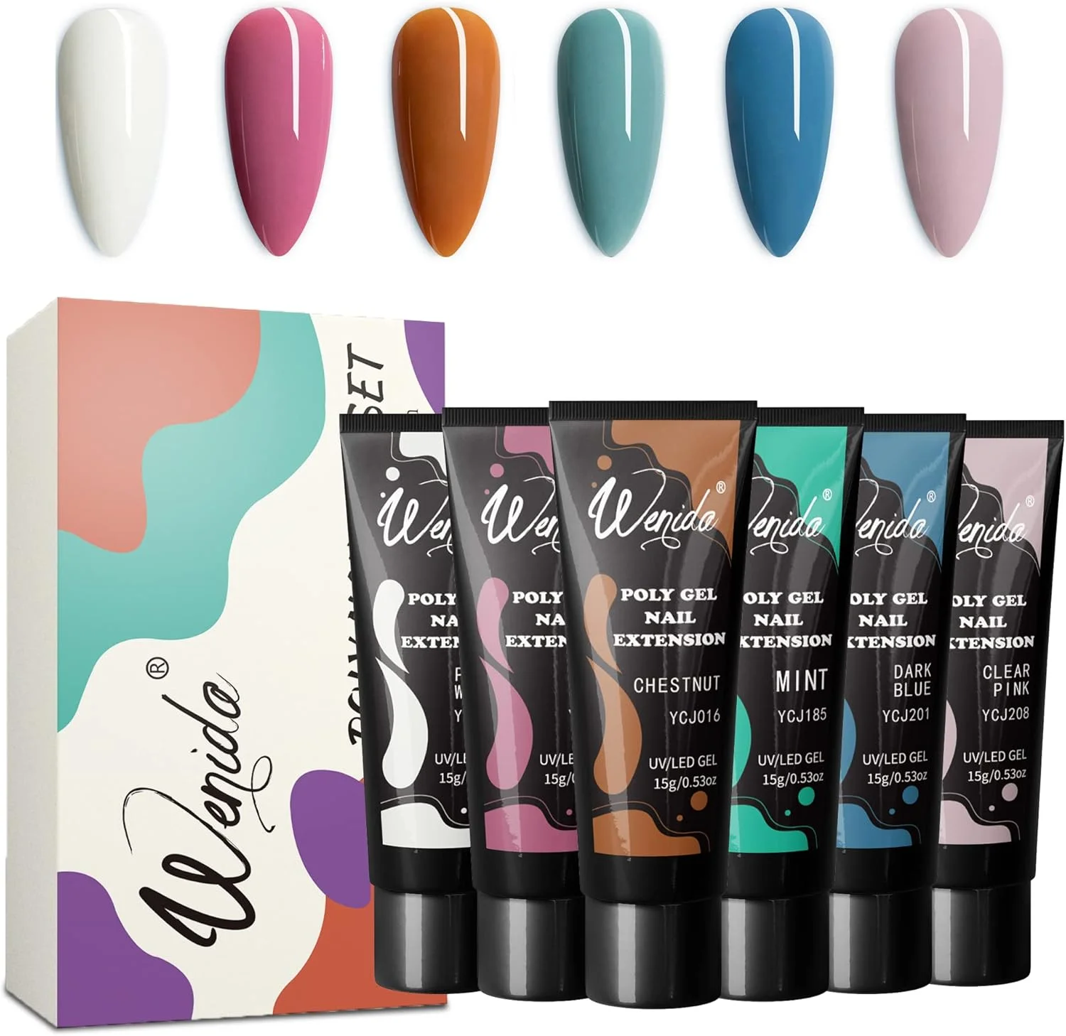 ست ژل کاشت ناخن Wenida، 6 رنگ پاییزی، کالباسی، آبی، خاکستری، ژل سازنده ناخن، ست ژل تقویت ناخن برای طراحی و مانیکور ناخن در خانه ست ژل کاشت ناخن Wenida، 6 رنگ پاییزی، کالباسی، آبی، خاکستری، ژل سازنده ناخن، ست ژل تقویت ناخن برای طراحی و مانیکور ناخن در خانه
