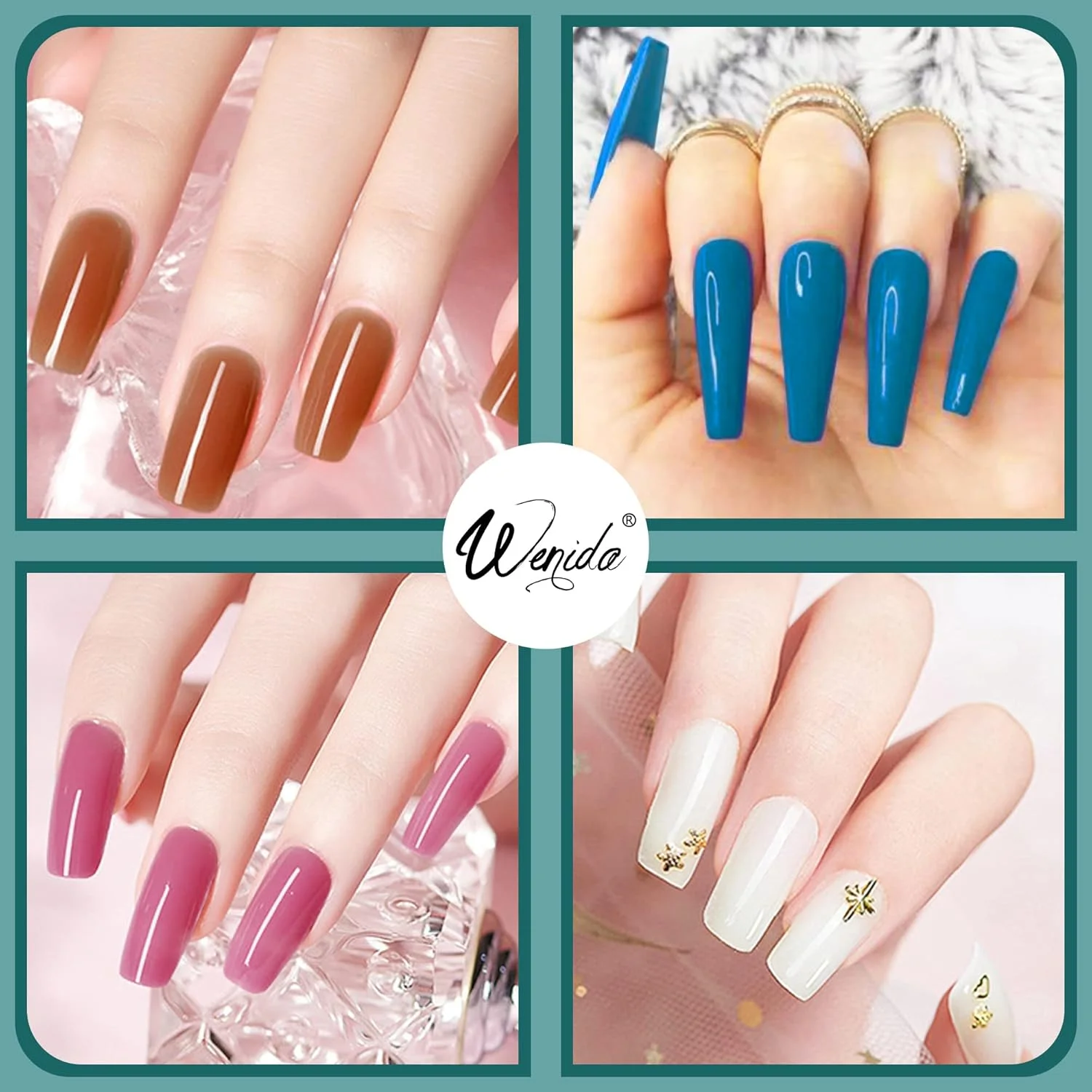 ست ژل کاشت ناخن Wenida، 6 رنگ پاییزی، کالباسی، آبی، خاکستری، ژل سازنده ناخن، ست ژل تقویت ناخن برای طراحی و مانیکور ناخن در خانه