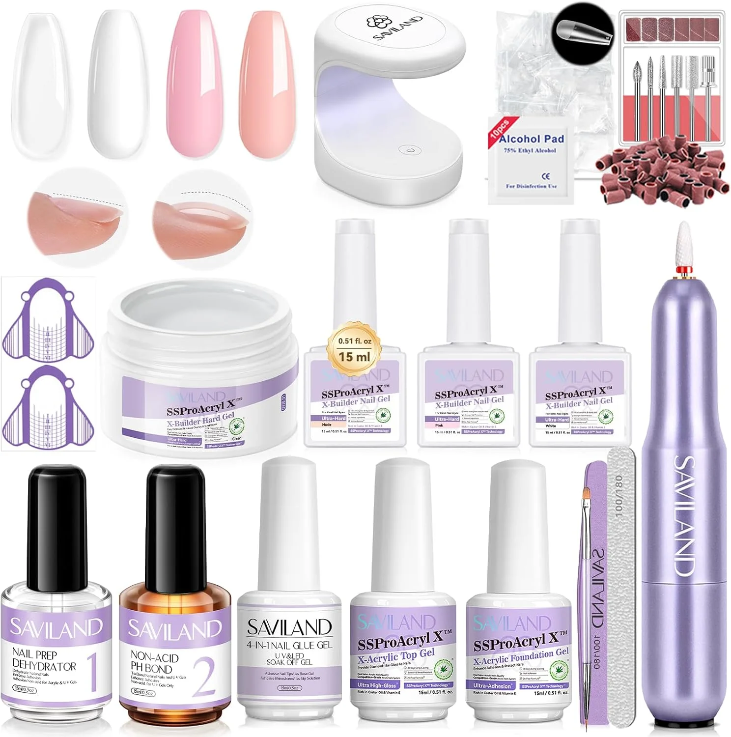 کیت ژل بیلدر ناخن SAVILAND همراه با دستگاه مانیکور: ژل بیلدر سفید صورتی و شفاف برای ناخن، حاوی روغن کرچک، ژل سخت با پوشش پایه و رویه برای افزایش استحکام و فرم دهی ناخن کیت ژل بیلدر ناخن SAVILAND همراه با دستگاه مانیکور: ژل بیلدر سفید صورتی و شفاف برای ناخن، حاوی روغن کرچک، ژل سخت با پوشش پایه و رویه برای افزایش استحکام و فرم دهی ناخن