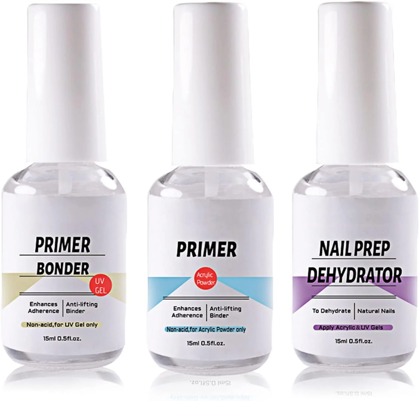 ست ۳ عددی چسب خشک کننده ناخن ۱۵ میلی لیتری، عامل ضد تاب برداشتن، پرایمر، خشک کننده سریع، پیوند دهنده و دهیدراتور ست ۳ عددی چسب خشک کننده ناخن ۱۵ میلی لیتری، عامل ضد تاب برداشتن، پرایمر، خشک کننده سریع، پیوند دهنده و دهیدراتور