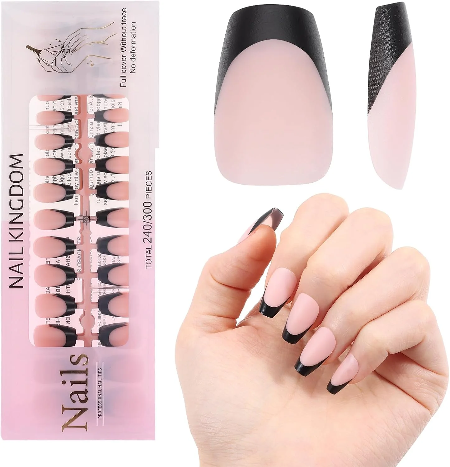 تیپ های ناخن ژلی فرنچ، 240 عدد ناخن مصنوعی با پوشش کامل و پرایمر و بیس کت از پیش اعمال شده، 15 سایز ناخن ژلی نرم برای کاشت ناخن