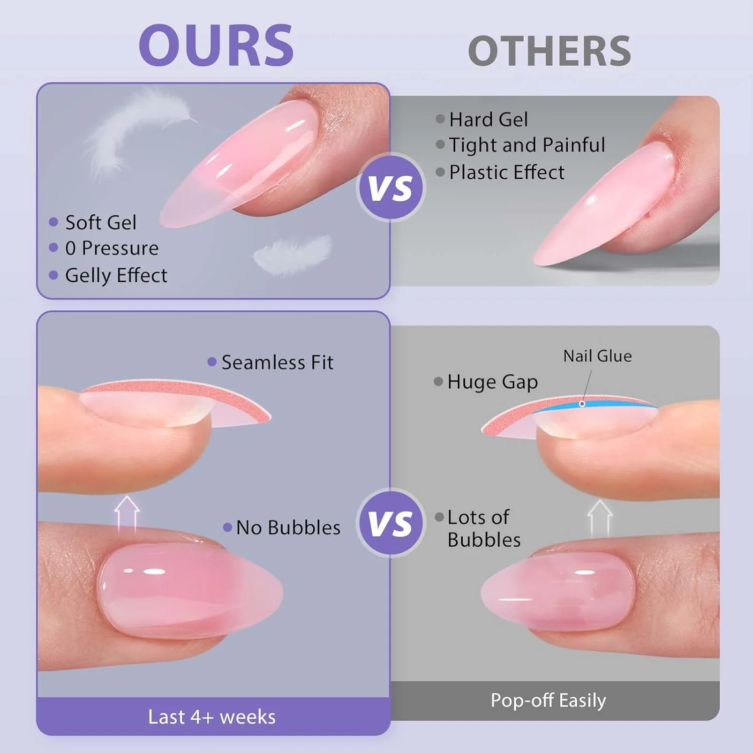 ناخن مصنوعی بادامی ژلی BTArtboxnails کوتاه - ناخن های ژلی از پیش رنگ شده شیری سفید، ناخن های چسبی شیری سفید، پرایمر از پیش اعمال شده XCOATTIPS طبیعی