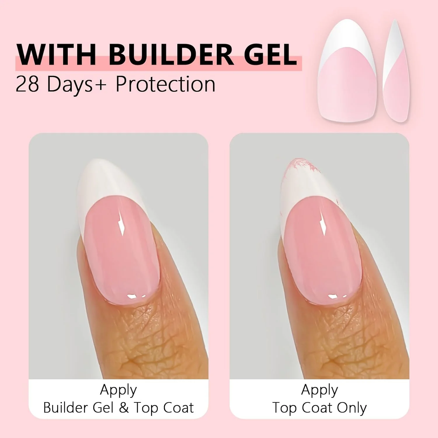 تیپ ناخن بادامی متوسط - تیپ فرنچ، ناخن مصنوعی ژلی صورتی ملایم، 15 سایز، 150 عدد، پیش پرایمر، بیس کت، ژل رنگی، ناخن های پرسی DIY برای اکستنشن ناخن