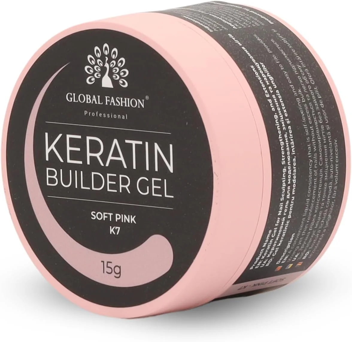 ژل سازنده کراتین 15 گرمی، ژل سخت خود تراز شونده، بادوام و قوی برای پوشش، اکستنشن و ترمیم ناخن، قابل خشک شدن با UV LED، بدون بو، پرداخت سالنی، فرمول تقویت کننده، ماندگاری طولانی (K7 - صورتی ملایم)