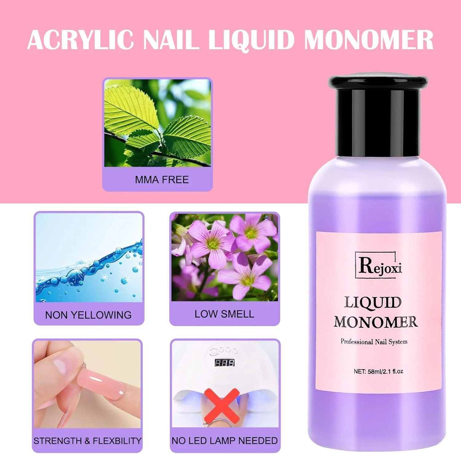 ست کاشت ناخن اکریلیک به همراه دهیدراتور و پرایمر، پودر و لیکوئید اکریلیک، تیپ ناخن فرانسوی شفاف، چسب و برس - ست کامل DIY