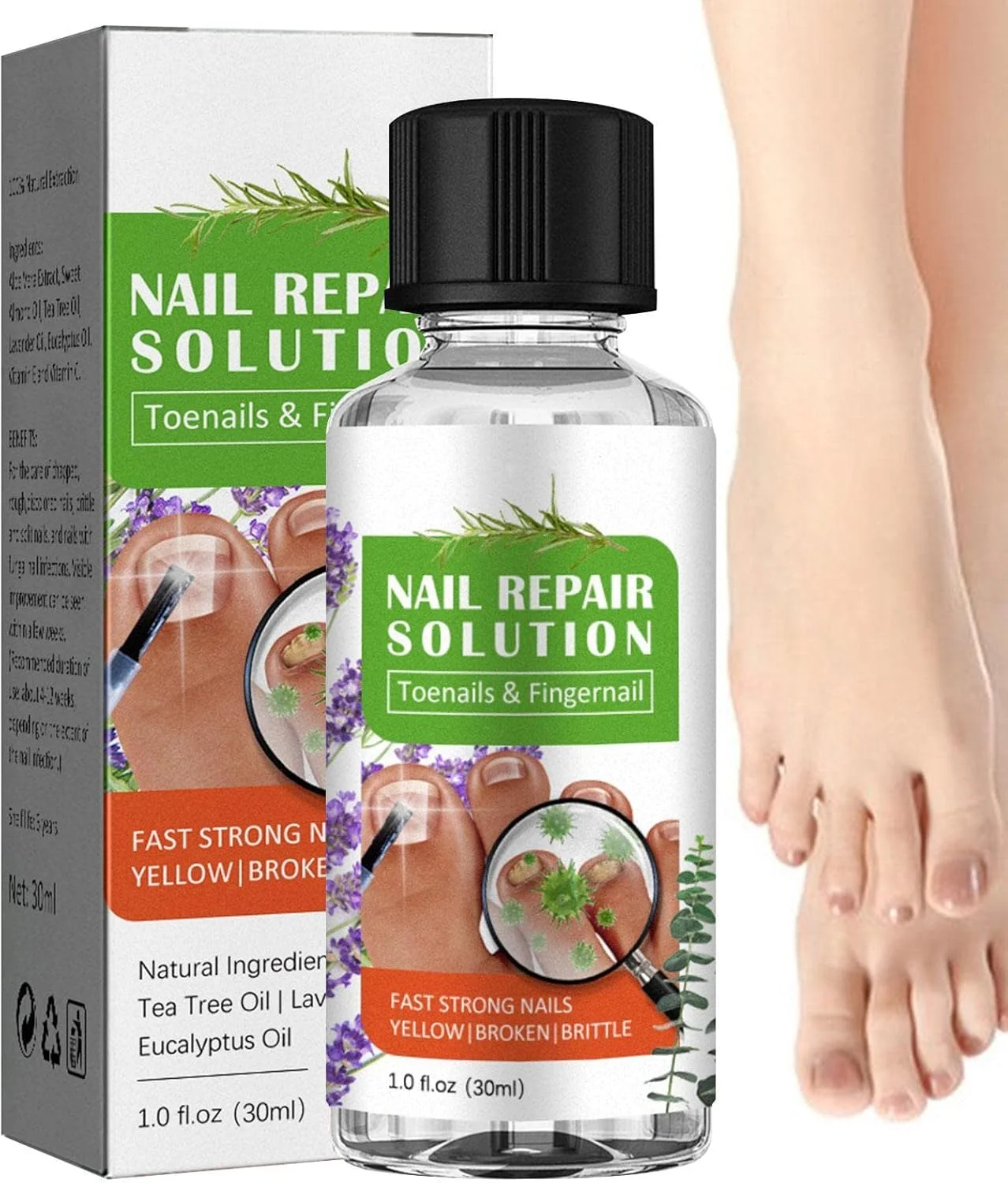 محلول قارچ ناخن | محلول ضد قارچ ناخن برای ناخن های پا | محلول ترمیم کننده ناخن با روغن درخت چای برای ناخن های تغییر رنگ داده و آسیب دیده