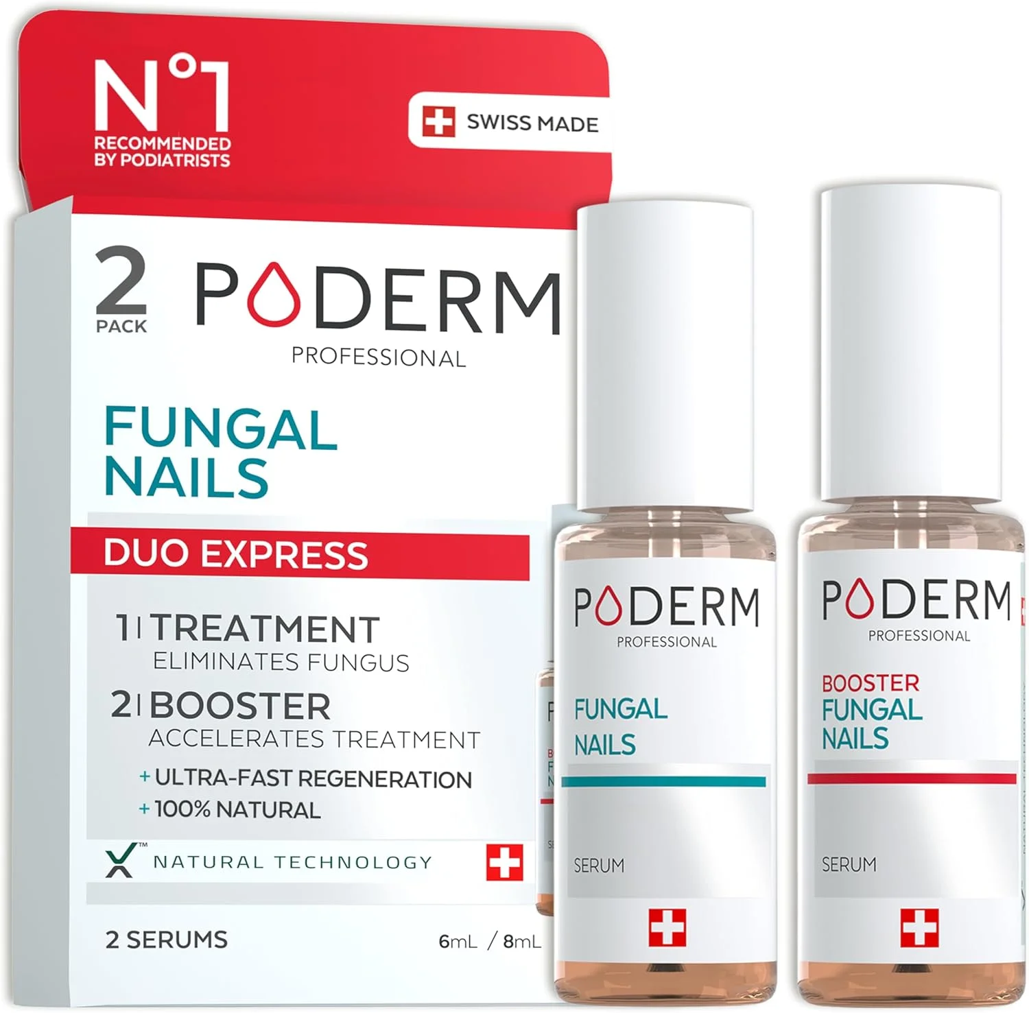 پودرم - بسته 2 عددی محصولات عفونت قارچی شدید - درمان جامع ویژه برای عفونت های قارچی مقاوم به درمان - درمان حرفه ای پا/دست - سریع و آسان - ساخت سوئیس