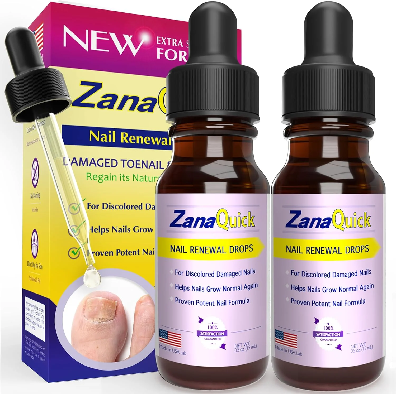 قطره درمان ناخن پا زناکوئیک - بسته 2 عددی محلول ترمیم ناخن فوق العاده قوی برای ناخن های ضخیم، آسیب دیده و تغییر رنگ داده