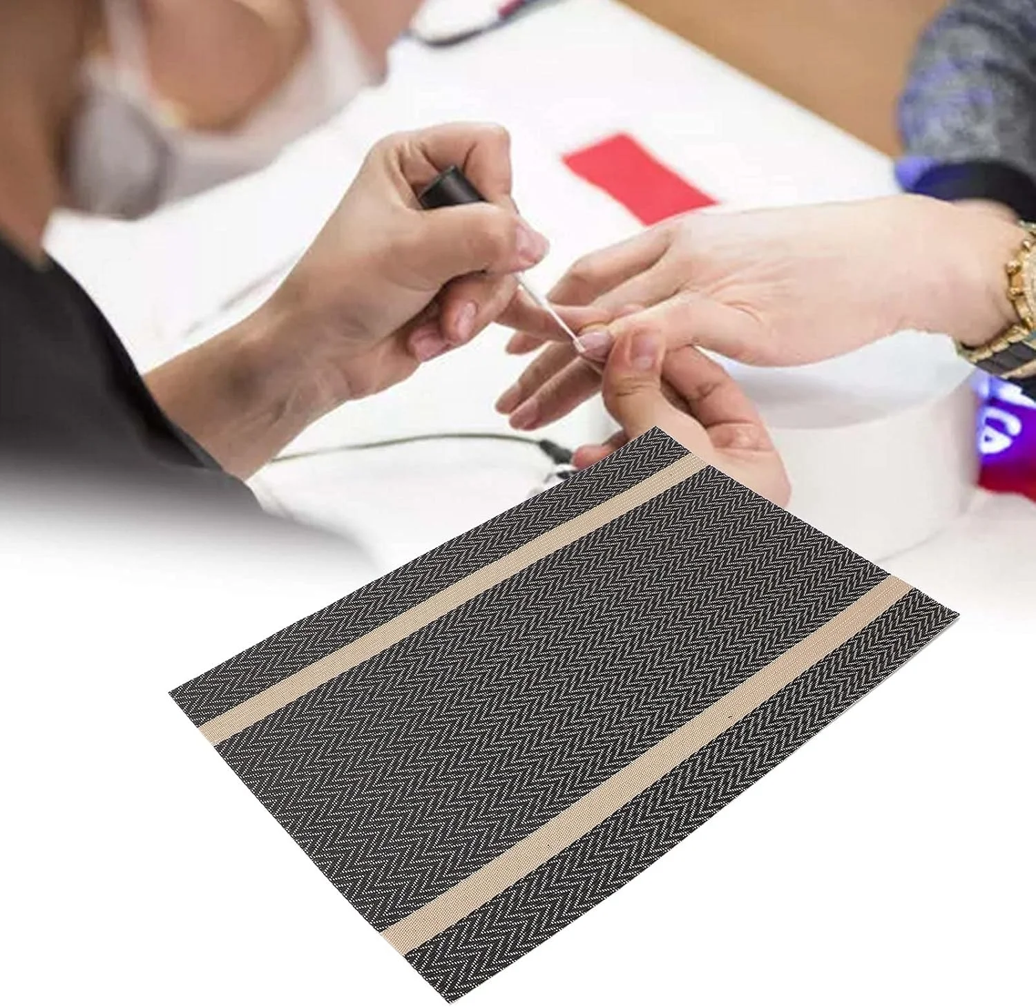 پد زیر دستی ناخن، پد میز طراحی ناخن قابل حمل و شیک برای تمرین ناخن و نمایش طراحی ناخن برای سالن های حرفه ای (قهوه ای ساده) پد زیر دستی ناخن، پد میز طراحی ناخن قابل حمل و شیک برای تمرین ناخن و نمایش طراحی ناخن برای سالن های حرفه ای (قهوه ای ساده)