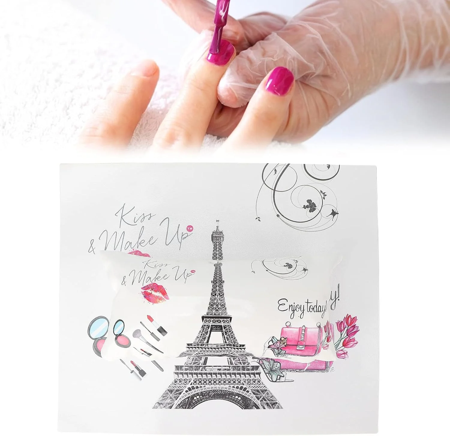 ست کوسن زیر دستی ناخن، کوسن مانیکور چرمی PU و ابزار طراحی ناخن برای استفاده در سالن و منزل، طرح برج