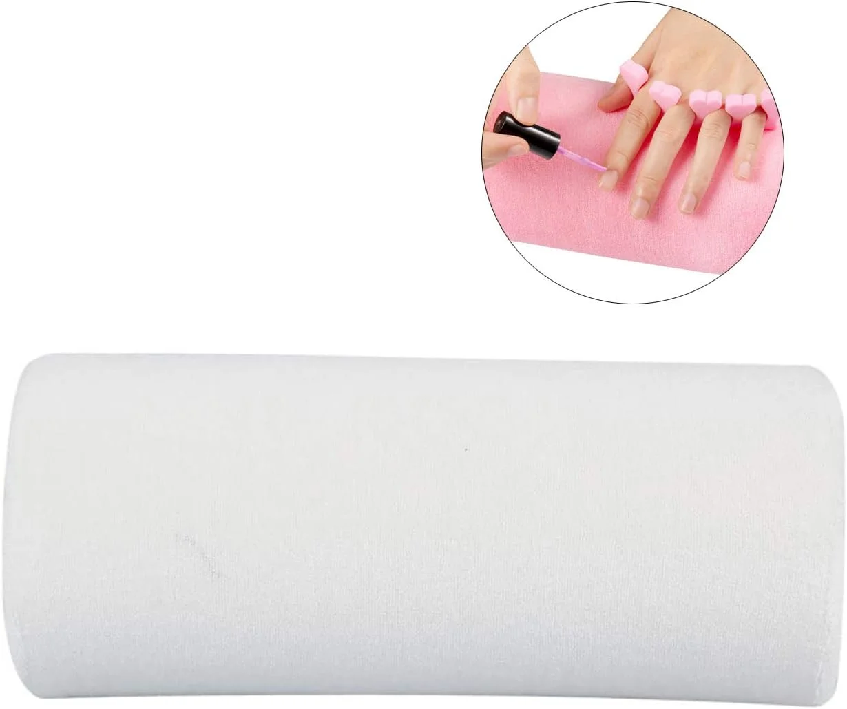 بالشتک دستی، بالشت نرم اسفنجی طراحی ناخن - پد نگهدارنده زیر دستی میز طراحی ناخن، بالشتک استراحت دست سالن، نگهدارنده زیر دستی قابل شستشو و جداشدنی، ابزار آرایشی و بهداشتی مانیکور (سفید)
