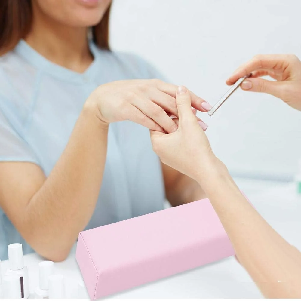 بالشتک طراحی ناخن، 2 رنگ بالشت نرم زیر دستی برای ابزار مانیکور سالن زیبایی (صورتی)