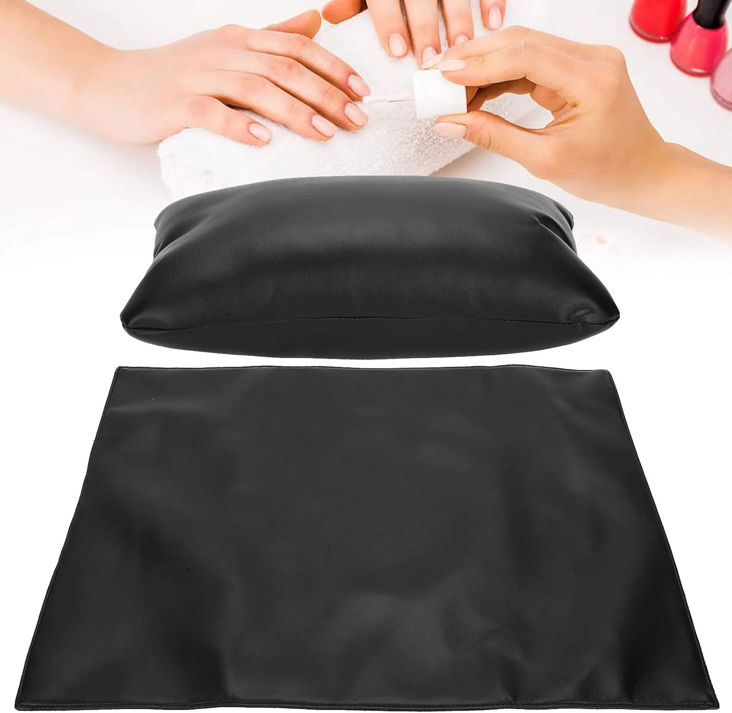 بالشتک دستی، بالشتک دستی هنر ناخن ضد آب نگهدارنده دست مانیکور تشک کوسن استراحت ناخن قابل جابجایی (مشکی)