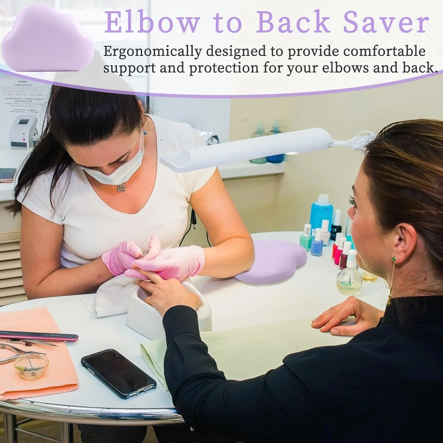 تکیه گاه آرنج ناخن کار - پد نرم آرنج، تکیه گاه دست برای ناخن - چرم میکروفیبر (بنفش) تکیه گاه آرنج ناخن کار - پد نرم آرنج، تکیه گاه دست برای ناخن - چرم میکروفیبر (بنفش)