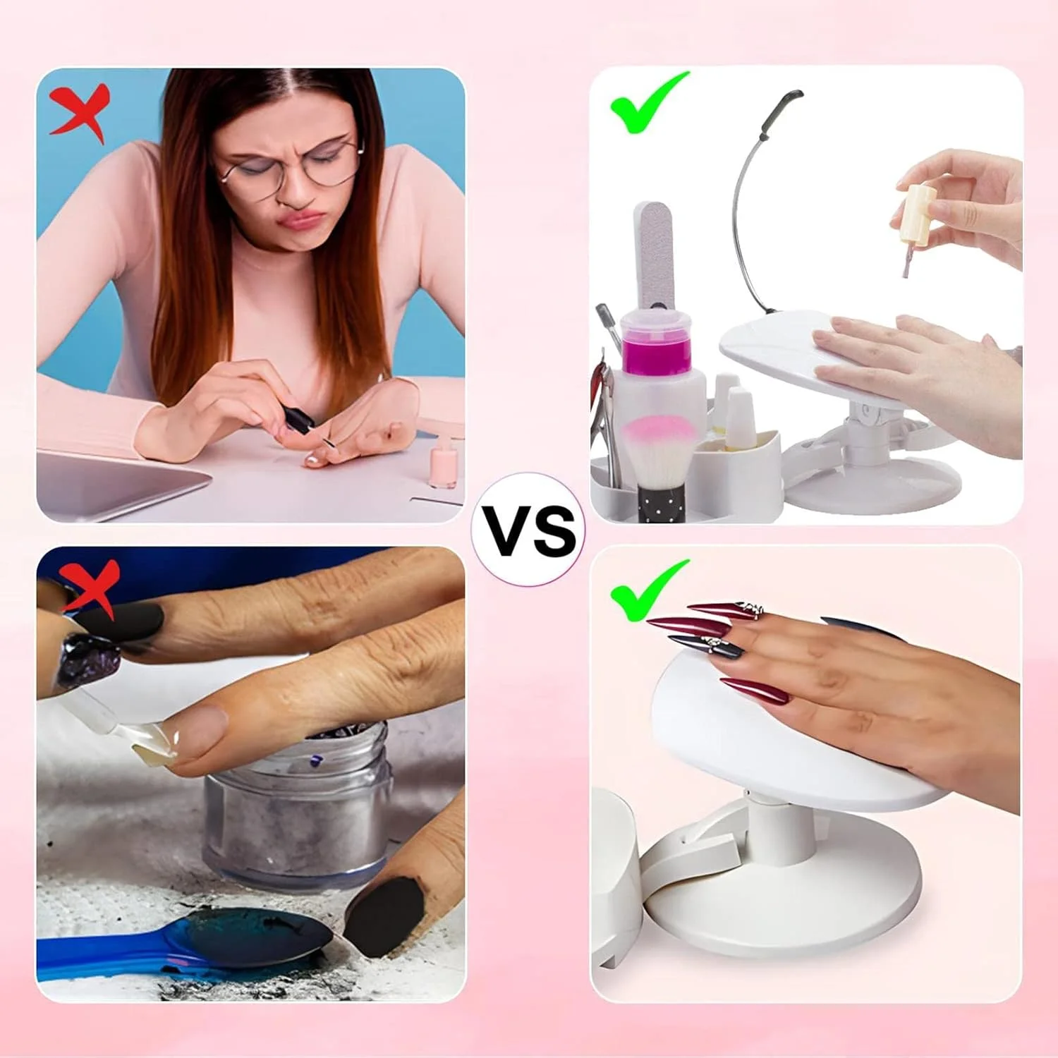 تکیه گاه دست ناخن - پایه دست با سینی نگهداری برای ناخن | تکیه گاه دست با قابلیت تنظیم زاویه و جدا شدن آسان برای استفاده در منزل، سالن ناخن تکیه گاه دست ناخن - پایه دست با سینی نگهداری برای ناخن | تکیه گاه دست با قابلیت تنظیم زاویه و جدا شدن آسان برای استفاده در منزل، سالن ناخن