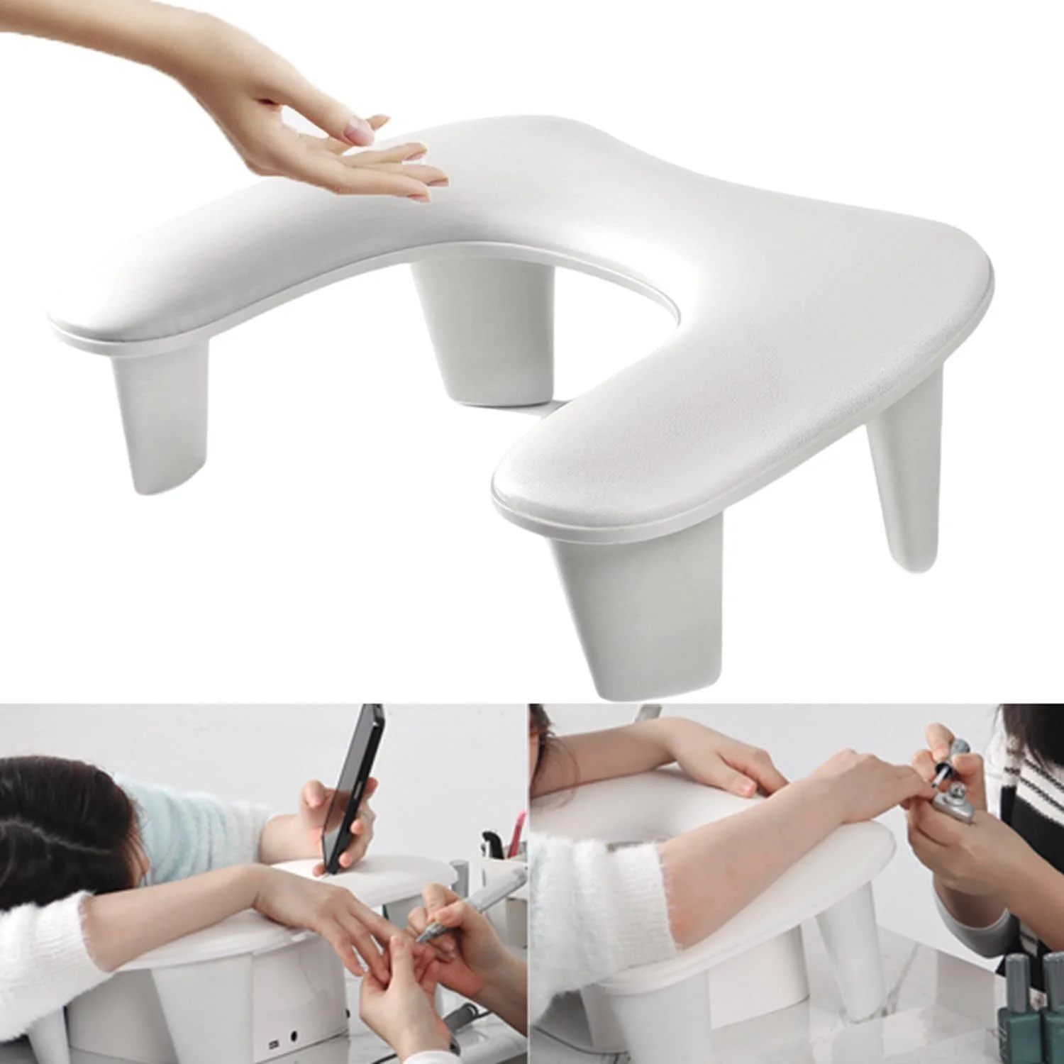 بالشتک زیر دستی ناخن، کوسن مانیکور با شیب 15 درجه / ضد لغزش، زیر دستی U شکل برای سالن های ناخن، استفاده خانگی و علاقه مندان به طراحی ناخن