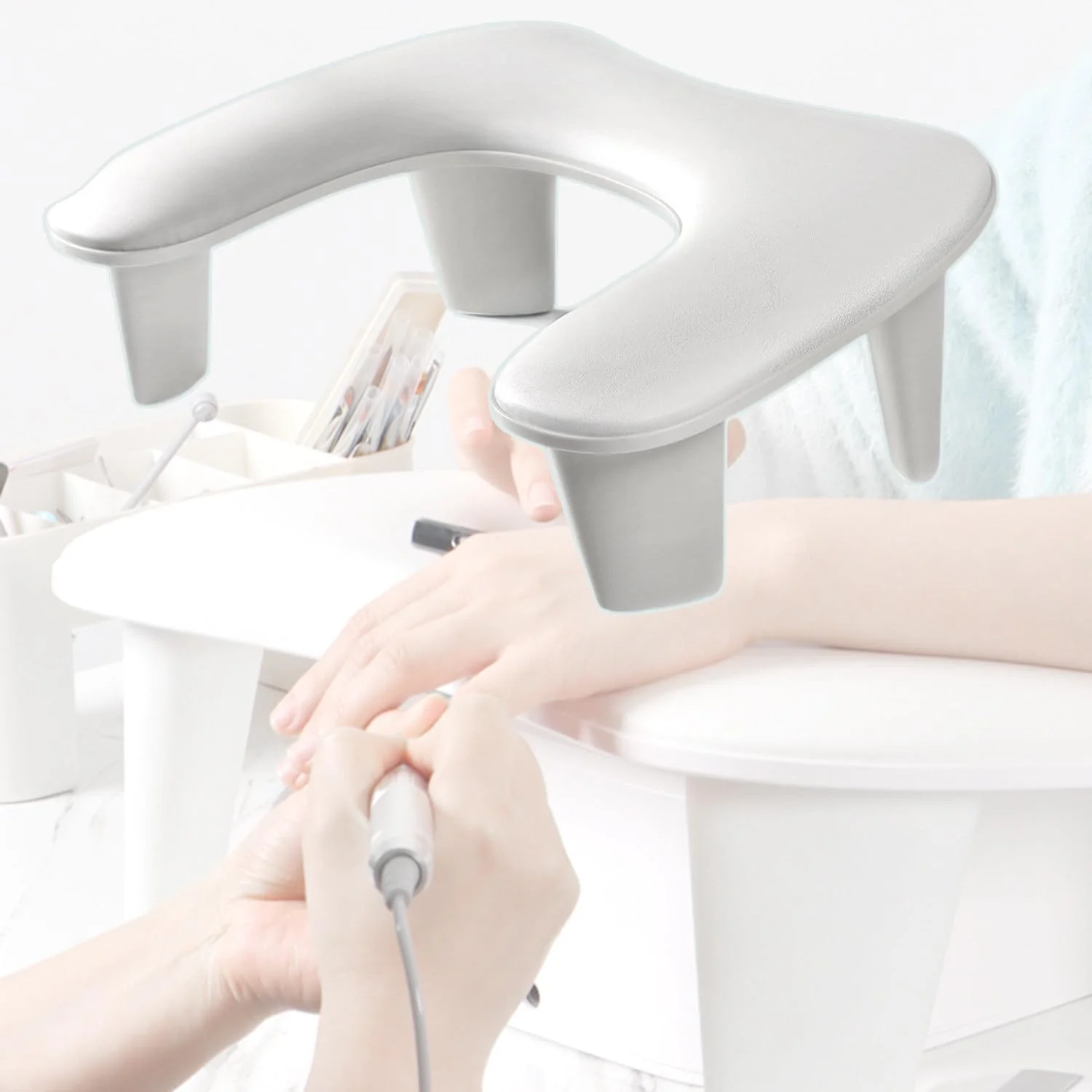 بالشتک زیر دست مانیکور برای هر دو دست، استراحتگاه دست با روکش چرم مصنوعی و پایه جداشدنی، مناسب برای استفاده شخصی در منزل و سالن ها بالشتک زیر دست مانیکور برای هر دو دست، استراحتگاه دست با روکش چرم مصنوعی و پایه جداشدنی، مناسب برای استفاده شخصی در منزل و سالن ها