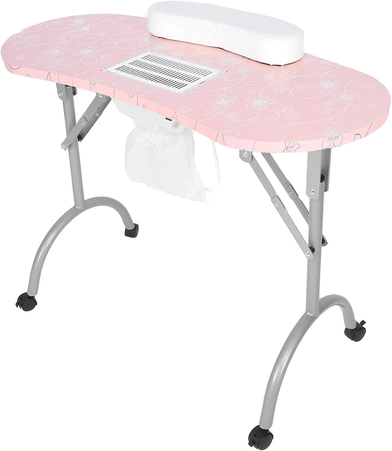 میز ناخن دستی، میز مانیکور قابل حمل با بالشتک استراحت دست جمع کننده گرد و غبار چرخ دار برای اسپا خانگی، سالن زیبایی، هنر ناخن (#2) میز ناخن دستی، میز مانیکور قابل حمل با بالشتک استراحت دست جمع کننده گرد و غبار چرخ دار برای اسپا خانگی، سالن زیبایی، هنر ناخن (#2)