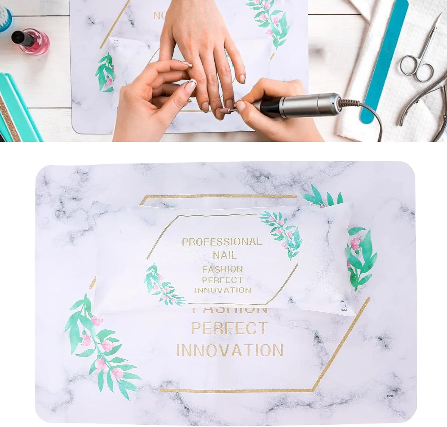 بالشتک زیر دستی مانیکور، نرم و راحت با طراحی زیپ در پشت، قابل شستشو، مناسب برای تکنسین های ناخن، سالن های آرایشی و استفاده در منزل