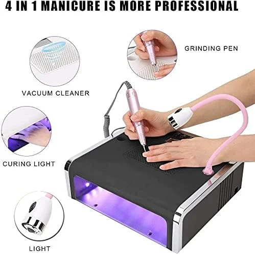 دستگاه مانیکور 6 در 1، قلم دریل ناخن حرفه ای 108 وات، جمع کننده گرد و غبار ناخن، چراغ مانیکور، بالشتک استراحت دست، تجهیزات چند منظوره هنر ناخن، مشکی دستگاه مانیکور 6 در 1، قلم دریل ناخن حرفه ای 108 وات، جمع کننده گرد و غبار ناخن، چراغ مانیکور، بالشتک استراحت دست، تجهیزات چند منظوره هنر ناخن، مشکی