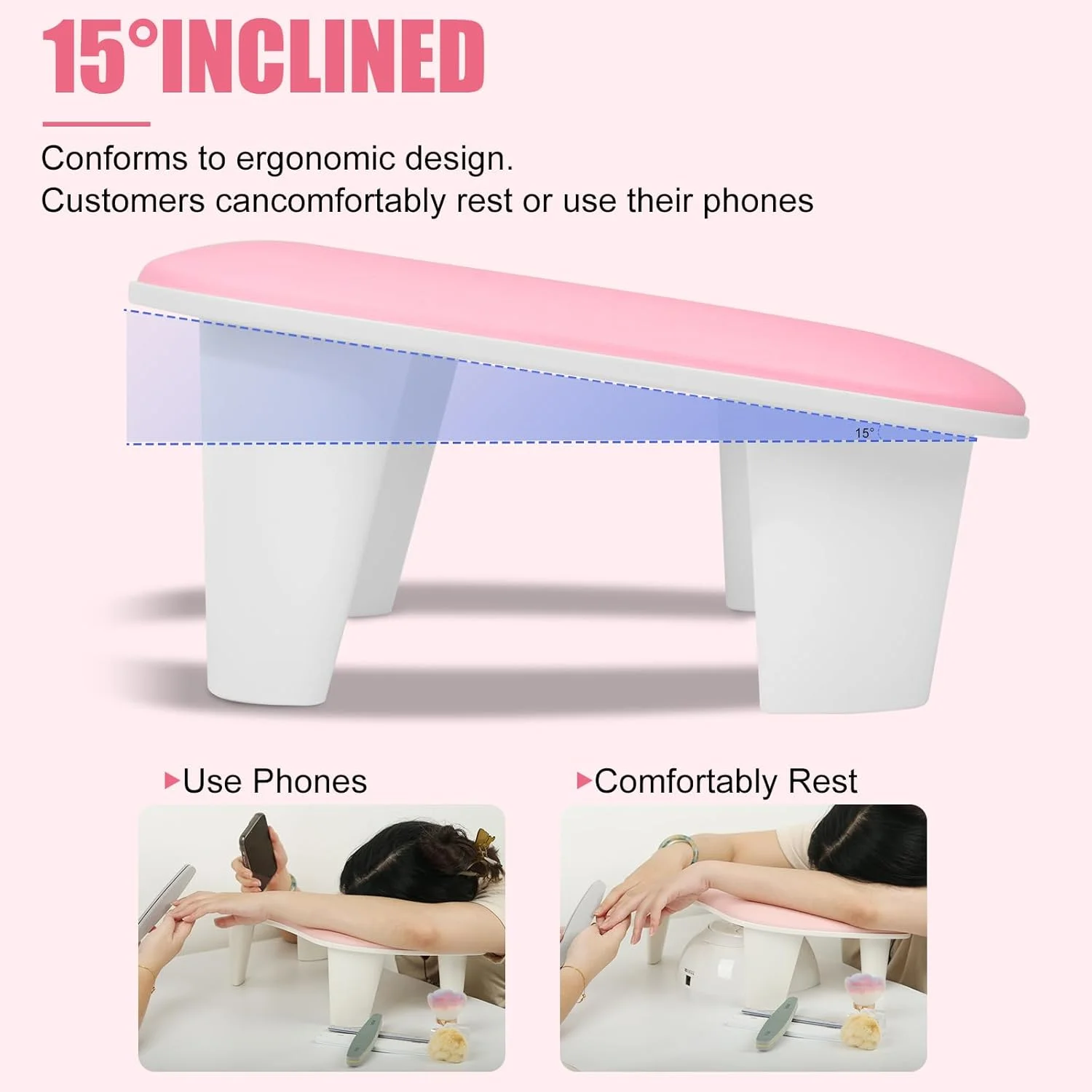 استراحتگاه دست دو طرفه برای تکنسین ناخن، استند قابل حمل حرفه ای دست ناخن، بالش دستی ناخن U شکل با 6 عدد سوهان ناخن، استند استراحتگاه مانیکور چرمی، لوازم ضروری مانیکوریست سالن (صورتی) استراحتگاه دست دو طرفه برای تکنسین ناخن، استند قابل حمل حرفه ای دست ناخن، بالش دستی ناخن U شکل با 6 عدد سوهان ناخن، استند استراحتگاه مانیکور چرمی، لوازم ضروری مانیکوریست سالن (صورتی)