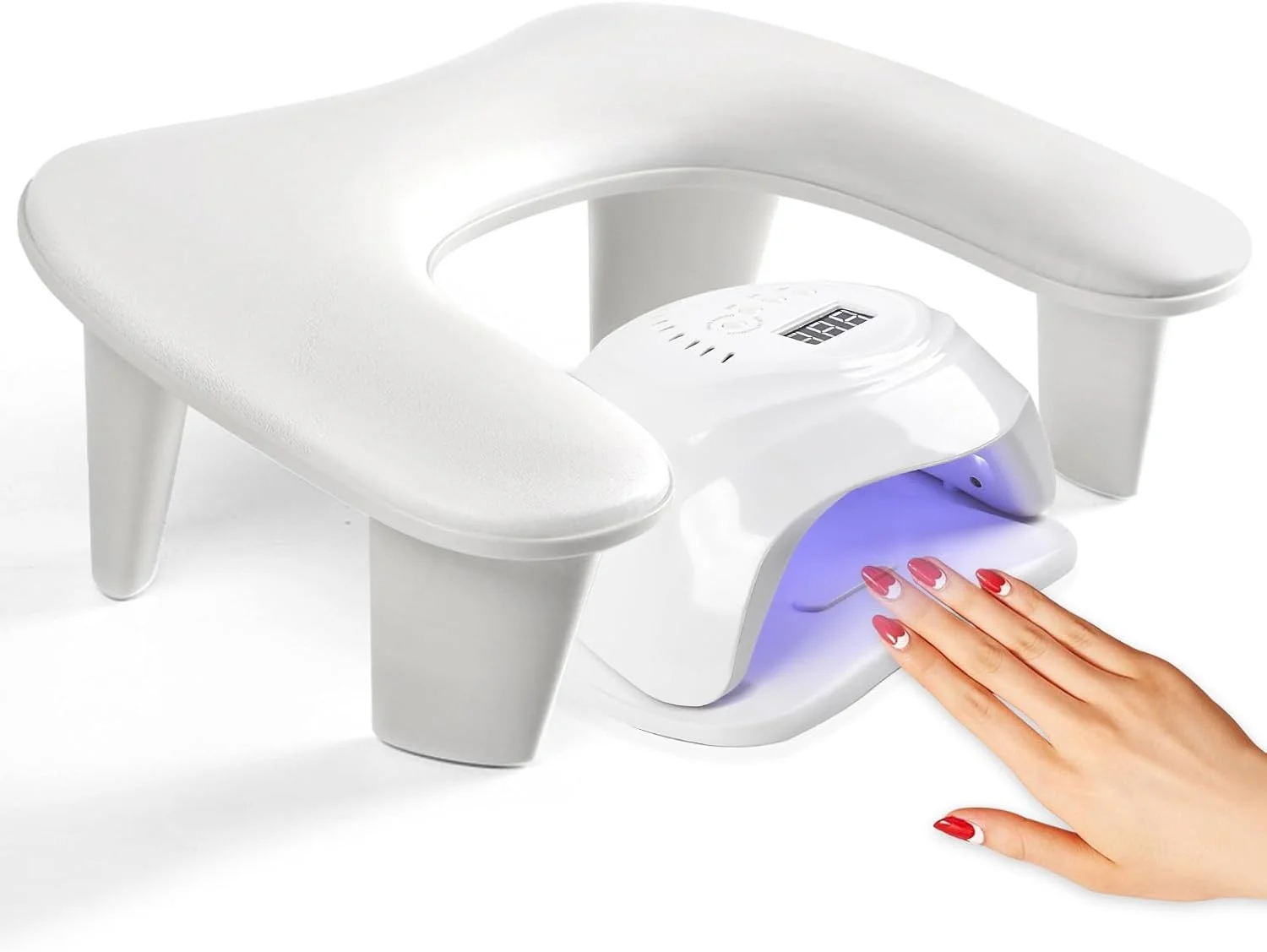 تکیه گاه دست برای تکنسین های ناخن، کوسن بالش استراحت دست هنر ناخن مانیکور U شکل لوکس، پایه تکیه گاه دست ناخن چرمی میکروفیبر بزرگ برای راحتی نهایی در مانیکور (سفید)
