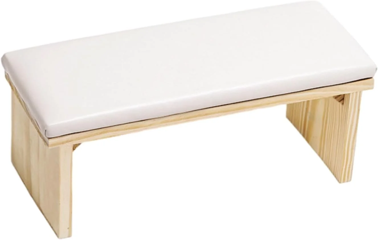 تکیه گاه دست برای ناخن، بالشتک مچ دست مانیکور، نگهدارنده دست چوبی برای طراحی ناخن، نگهدارنده دست با بالشتک چوبی برای تمرین ناخن در خانه - سفید