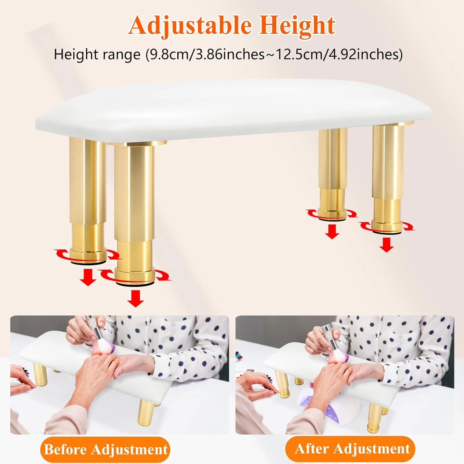 تکیه گاه بازوی قابل تنظیم AONOLOVO برای ناخن کاران، تکیه گاه بزرگ بازو برای ناخن، ضد آب و قابل تمیز کردن، تکیه گاه دست چرمی PU برای مانیکور، با پایه های آلومینیومی ضد لغزش، HR601 تکیه گاه بازوی قابل تنظیم AONOLOVO برای ناخن کاران، تکیه گاه بزرگ بازو برای ناخن، ضد آب و قابل تمیز کردن، تکیه گاه دست چرمی PU برای مانیکور، با پایه های آلومینیومی ضد لغزش، HR601