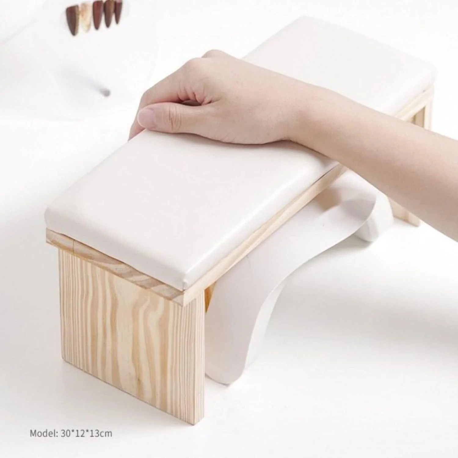 تکیه گاه دست برای ناخن، بالشتک مچ دست مانیکور، نگهدارنده دست چوبی برای طراحی ناخن، نگهدارنده دست با بالشتک چوبی برای تمرین ناخن در خانه - سفید تکیه گاه دست برای ناخن، بالشتک مچ دست مانیکور، نگهدارنده دست چوبی برای طراحی ناخن، نگهدارنده دست با بالشتک چوبی برای تمرین ناخن در خانه - سفید