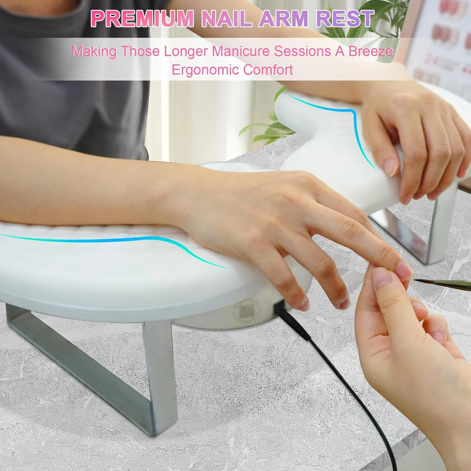 تکیه گاه آرگونومیک دست برای ناخن کاران، پایه استیل U شکل با پدهای ضد لغزش، مناسب برای اکثر دستگاه های UV ناخن، لوازم ضروری برای مانیکور خانگی (سفید) تکیه گاه آرگونومیک دست برای ناخن کاران، پایه استیل U شکل با پدهای ضد لغزش، مناسب برای اکثر دستگاه های UV ناخن، لوازم ضروری برای مانیکور خانگی (سفید)