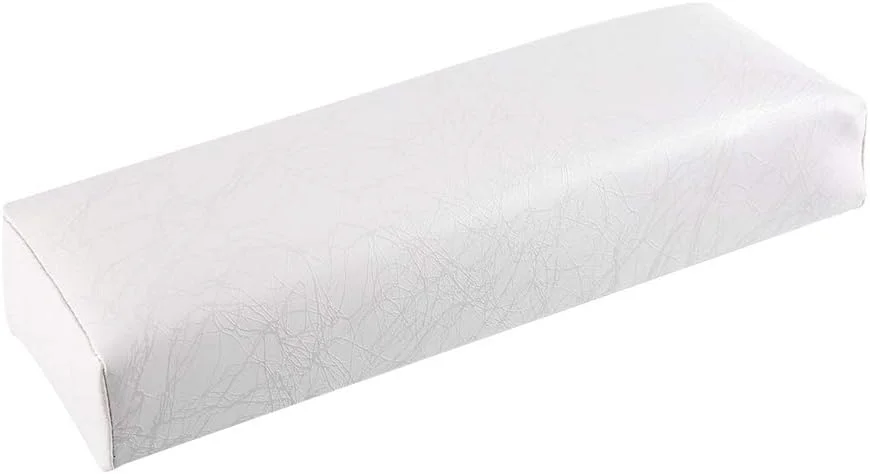 بالشتک طرح راه راه چرمی برای طراحی ناخن، بالشتک نرم اسفنجی زیر دست برای مانیکور (سفید)