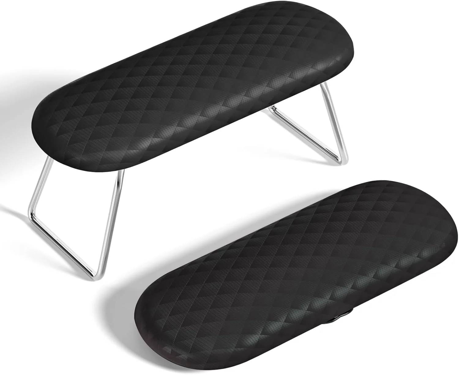 تکیه گاه دست ناخن AORAEM، تکیه گاه دست ناخن چرمی تاشو با آستین ضد لغزش، بالش تکیه گاه دست پر شده با اسفنج داخلی با براکت فلزی، تکیه گاه دست ناخن برای استفاده در منزل و سالن ناخن (مشکی)