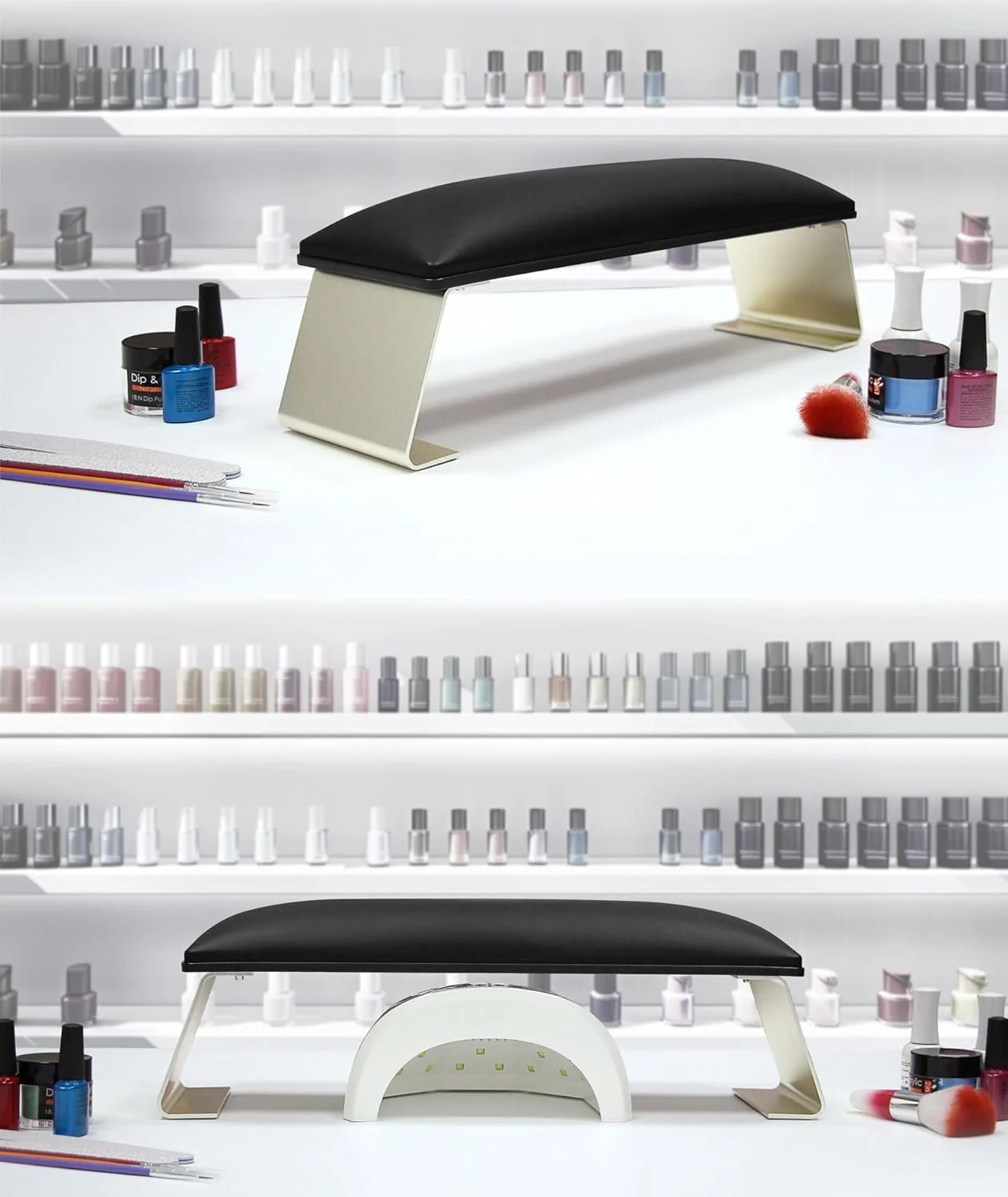 تکیه گاه دست پاک شدنی برای تکنسین های ناخن، تکیه گاه دست لاکچری مشکی برای مانیکور ناخن، دارای پایه های آلیاژ آلومینیوم ضد لغزش، چرم با فناوری تمیز شونده تکیه گاه دست پاک شدنی برای تکنسین های ناخن، تکیه گاه دست لاکچری مشکی برای مانیکور ناخن، دارای پایه های آلیاژ آلومینیوم ضد لغزش، چرم با فناوری تمیز شونده