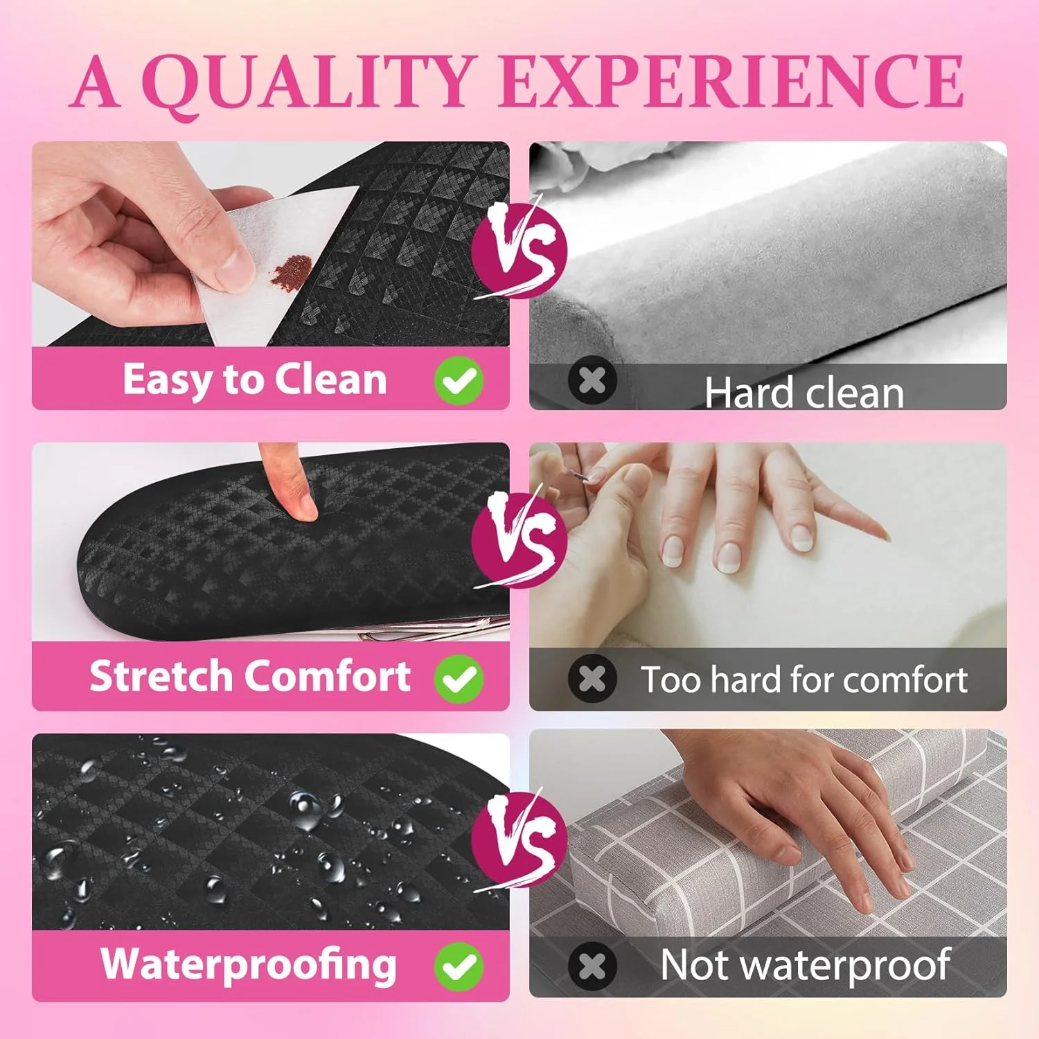 تکیه گاه دست ناخن AORAEM، تکیه گاه دست ناخن چرمی تاشو با آستین ضد لغزش، بالش تکیه گاه دست پر شده با اسفنج داخلی با براکت فلزی، تکیه گاه دست ناخن برای استفاده در منزل و سالن ناخن (مشکی) تکیه گاه دست ناخن AORAEM، تکیه گاه دست ناخن چرمی تاشو با آستین ضد لغزش، بالش تکیه گاه دست پر شده با اسفنج داخلی با براکت فلزی، تکیه گاه دست ناخن برای استفاده در منزل و سالن ناخن (مشکی)