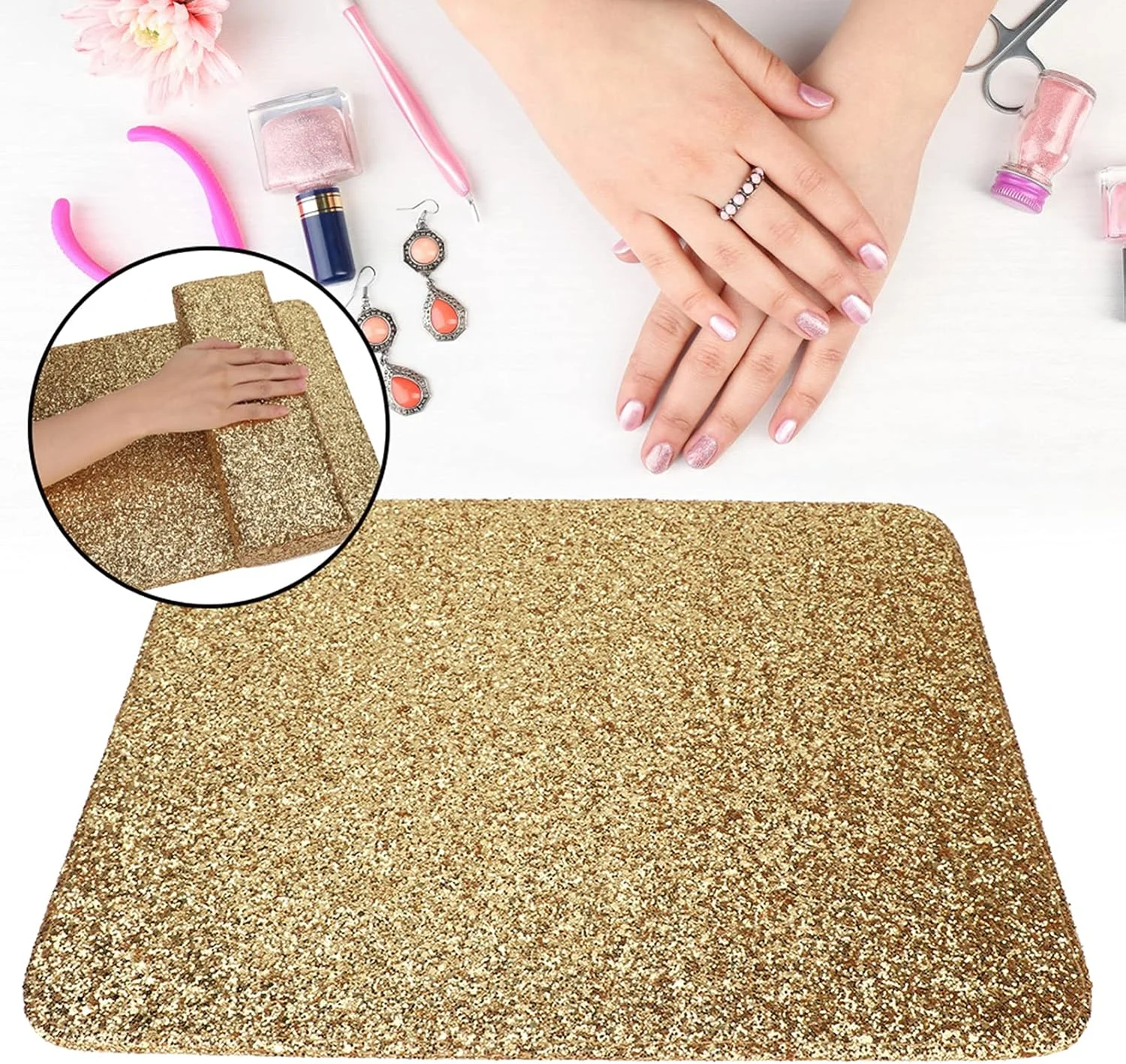 بالشتک دست، بالشتک ناخن نرم با کیفیت، سالن زیبایی برای خانه (بالشتک طلایی) بالشتک دست، بالشتک ناخن نرم با کیفیت، سالن زیبایی برای خانه (بالشتک طلایی)