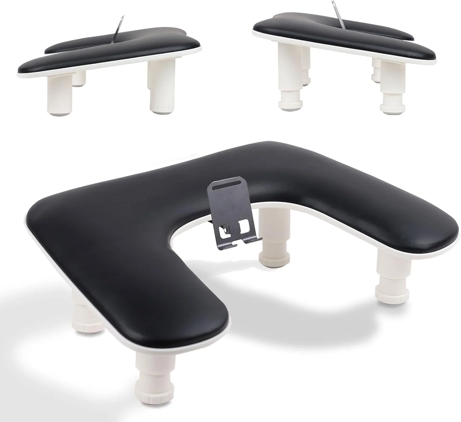 تکیه گاه دست برای ناخن کار با پایه قابل تنظیم، بالشتک استند تکیه گاه دست مانیکور راحت U شکل برای تکنیک های طراحی ناخن آکریلیک (مشکی)