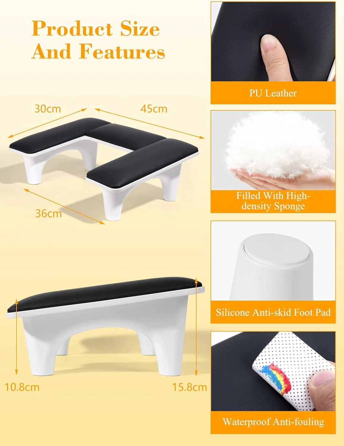 یوکیلی تکیه گاه دست مانیکور: تکیه گاه دست U شکل برای ناخن های مانیکور - پشتیبانی از دست ها برای میز مانیکور حرفه ای (مشکی) یوکیلی تکیه گاه دست مانیکور: تکیه گاه دست U شکل برای ناخن های مانیکور - پشتیبانی از دست ها برای میز مانیکور حرفه ای (مشکی)