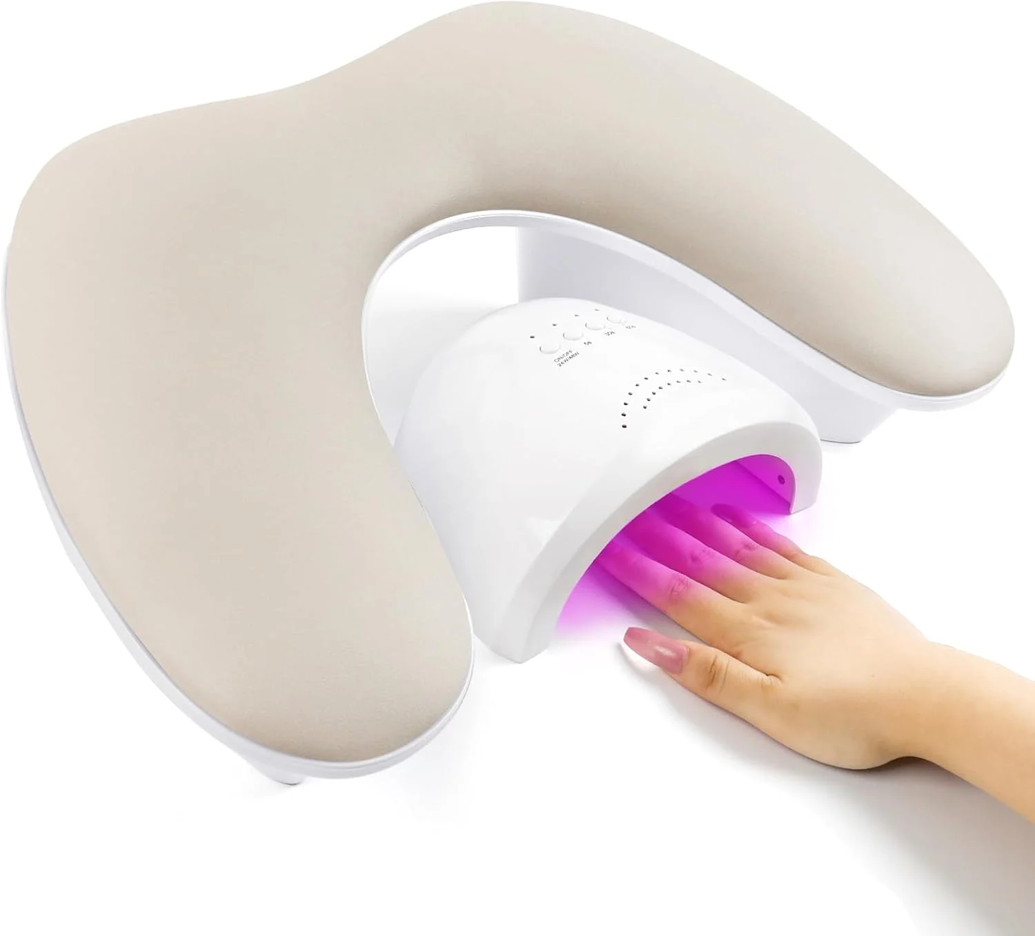 تکیه گاه دست برای ناخن کار، تکیه گاه دست U شکل از جنس چرم PU نرم، تکیه گاه دست با زاویه شیب ارگونومیک برای ناخن کار، کوسن تکیه گاه دست مانیکور سالن حرفه ای (خاکستری)