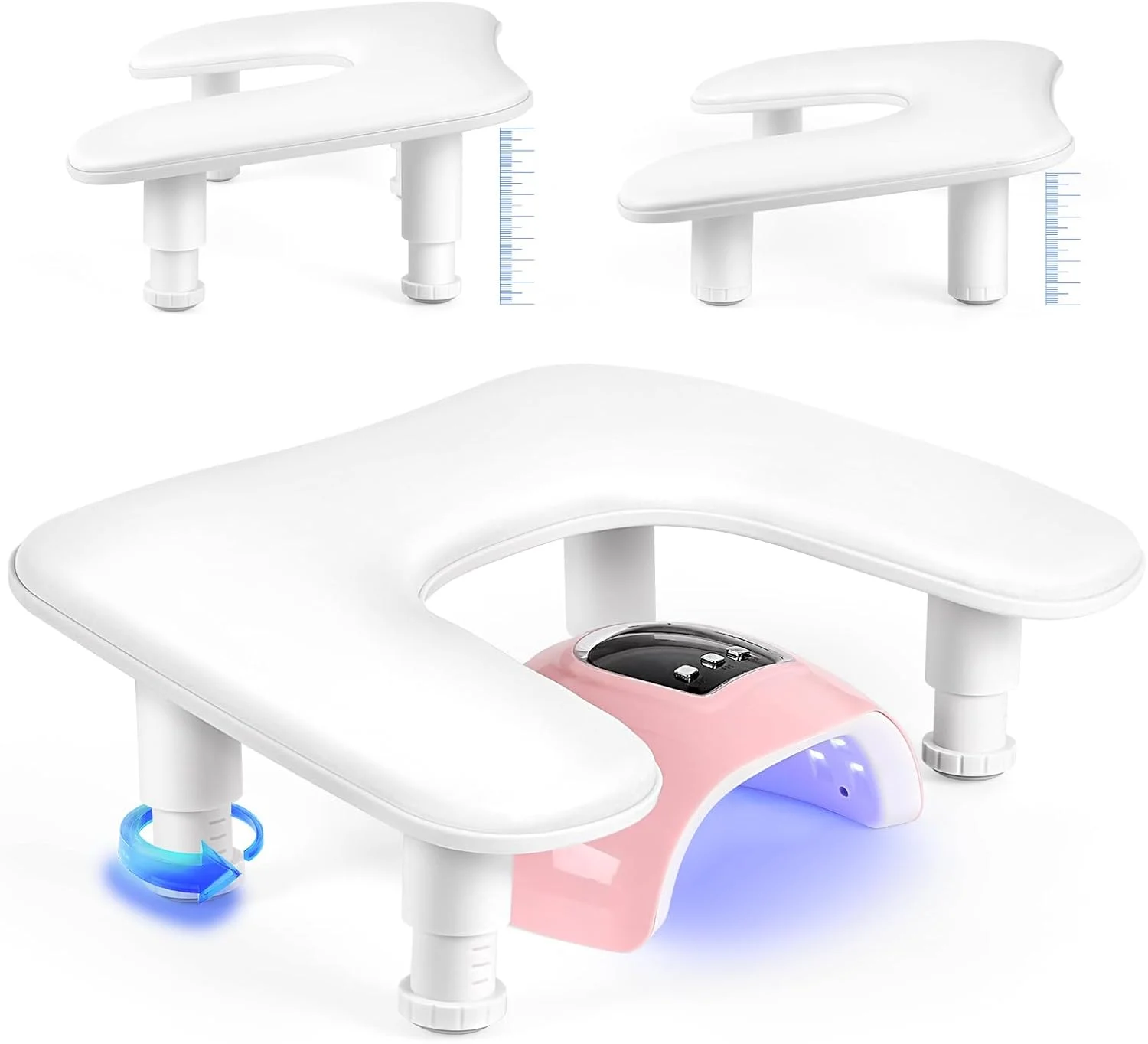 تکیه گاه دست مانیکور U شکل قابل تنظیم - تکیه گاه دست چرمی PU سفید برای متخصصان ناخن