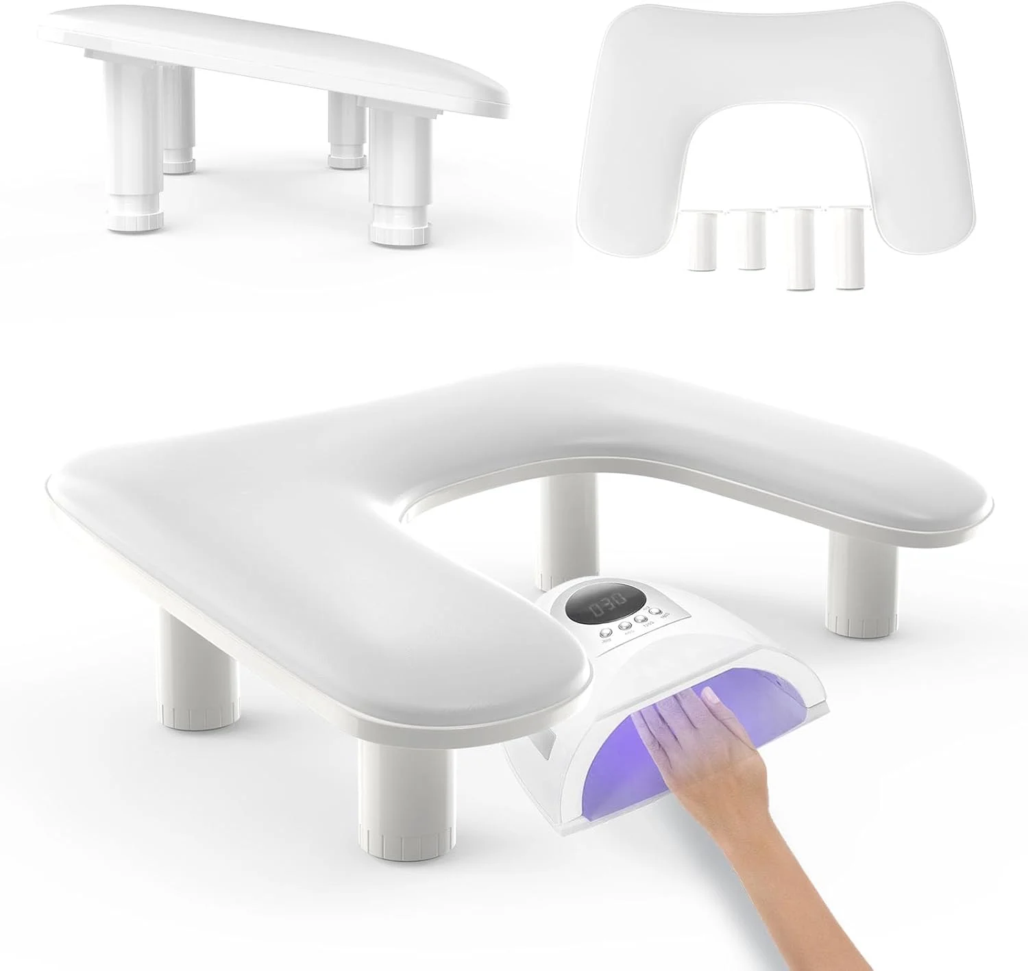 تکیه گاه دست U شکل قابل تنظیم ارتفاع ZIZZON، بالشتک ناخن مانیکور، تکیه گاه دست چرمی PU میکروفیبر برای تکنسین های ناخن