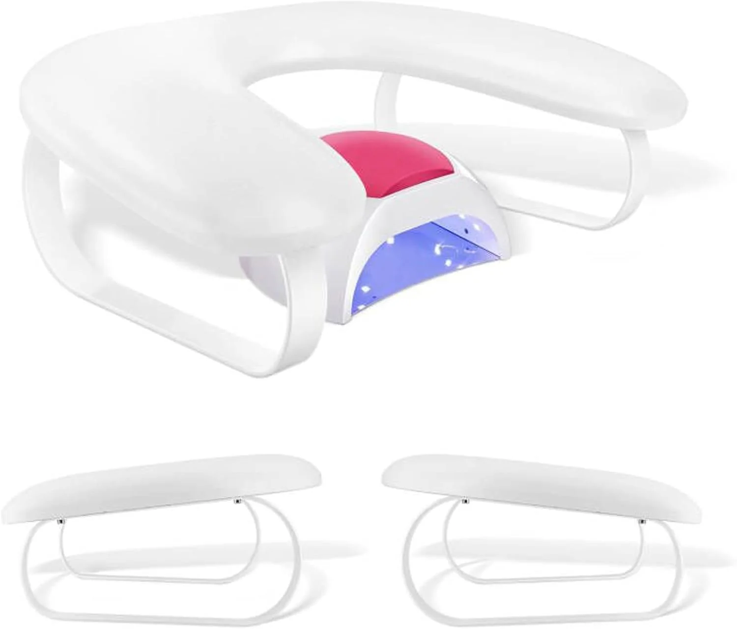 تکیه گاه دست ناخن برای تکنسین های ناخن، کوسن تکیه گاه دست ناخن U شکل راحت، نگهدارنده تکیه گاه دست چرمی برای لوازم ضروری تکنسین ناخن، ابزار سالن مانیکور، براکت جداشدنی (سفید)