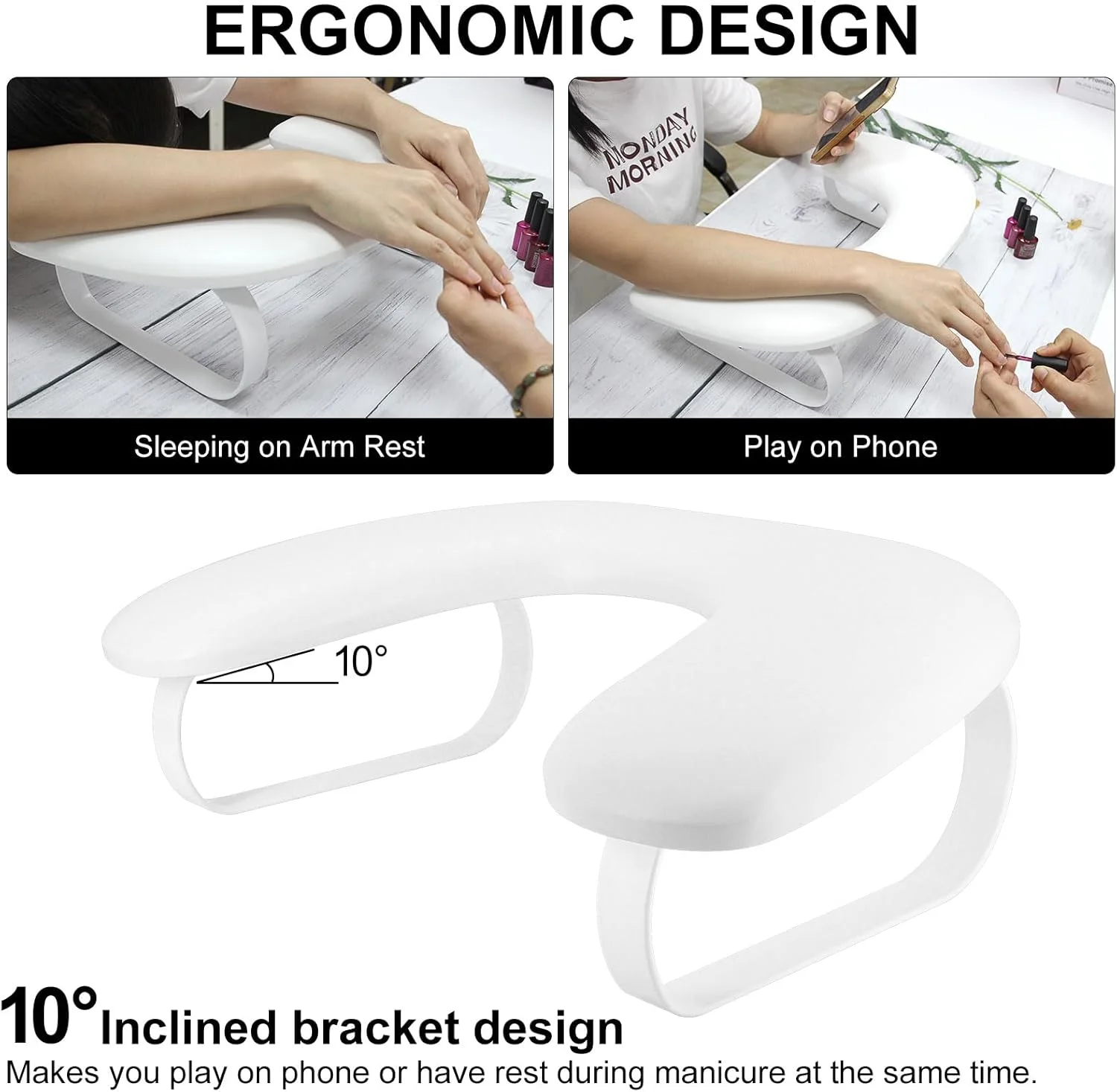 تکیه گاه دست ناخن برای تکنسین های ناخن، کوسن تکیه گاه دست ناخن U شکل راحت، نگهدارنده تکیه گاه دست چرمی برای لوازم ضروری تکنسین ناخن، ابزار سالن مانیکور، براکت جداشدنی (سفید) تکیه گاه دست ناخن برای تکنسین های ناخن، کوسن تکیه گاه دست ناخن U شکل راحت، نگهدارنده تکیه گاه دست چرمی برای لوازم ضروری تکنسین ناخن، ابزار سالن مانیکور، براکت جداشدنی (سفید)