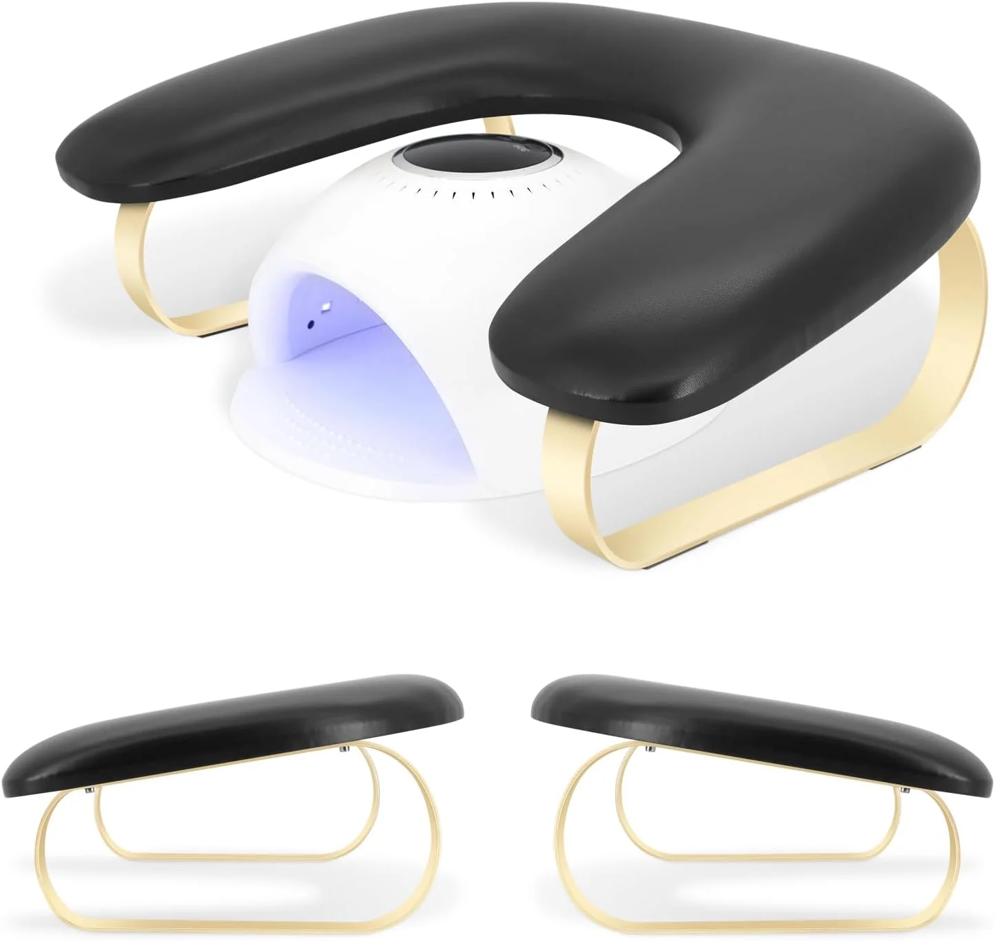 بالشتک استراحت دست مانیکور، تکیه گاه نرم U شکل بازو برای مشتریان، پایه ضد لغزش دست برای مانیکوریست ها، مناسب برای استفاده در سالن های مانیکور پدیکور و منزل، دارای پایه های جداشدنی (مشکی)