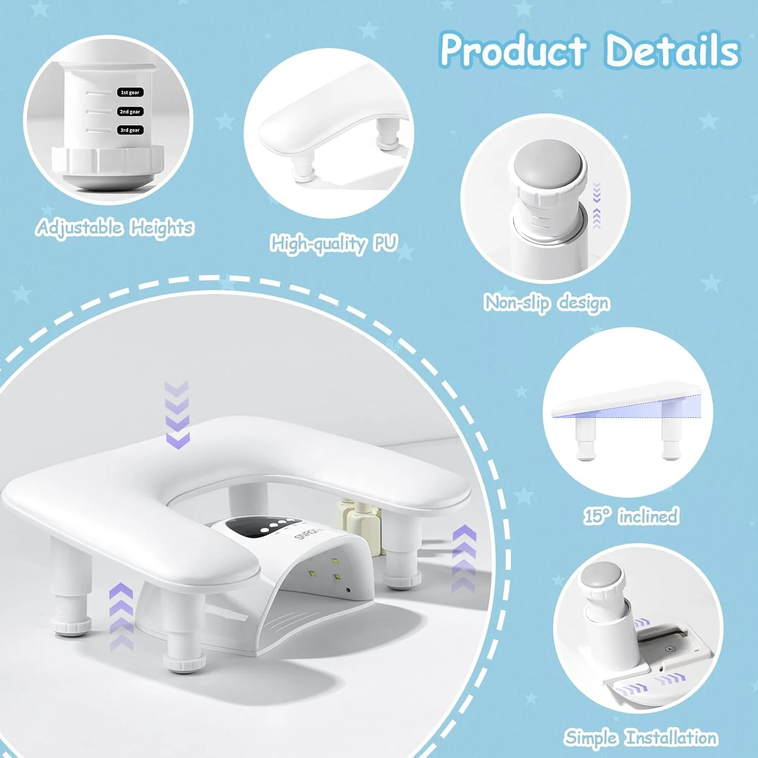 تکیه گاه دست برای ناخن کار، تکیه گاه دست ناخن قابل تنظیم U شکل، بالش بزرگ استراحت دست چرمی PU میکروفیبر برای ناخن کار، مانیکوریست (سفید) تکیه گاه دست برای ناخن کار، تکیه گاه دست ناخن قابل تنظیم U شکل، بالش بزرگ استراحت دست چرمی PU میکروفیبر برای ناخن کار، مانیکوریست (سفید)