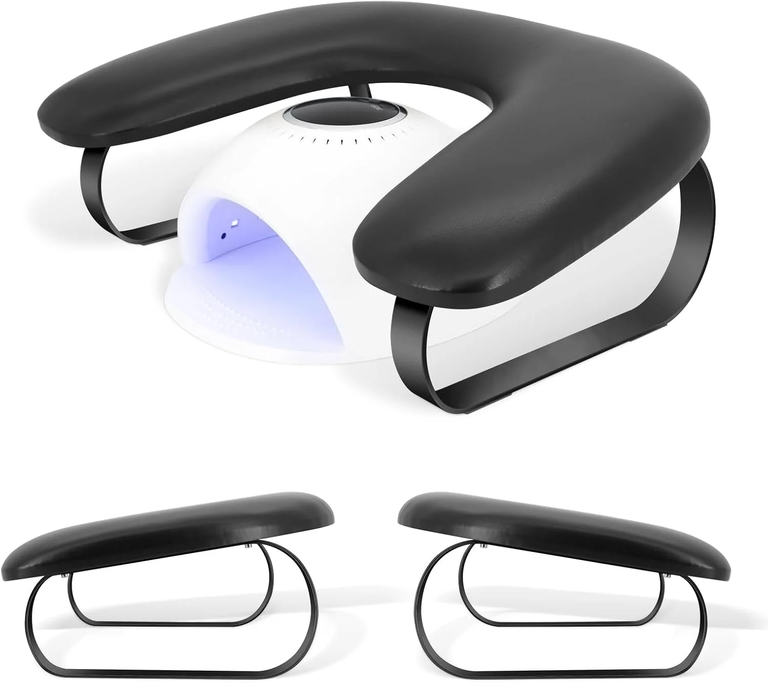 تکیه گاه دست برای تکنسین های ناخن، بالشتک نرم چرمی PU برای استراحت دست، پایه تکیه گاه دست ناخن U شکل با براکت جداشدنی، بالشتک دست مانیکور برای تکنسین سالن آرایش ناخن، ضد لغزش (مشکی کامل)